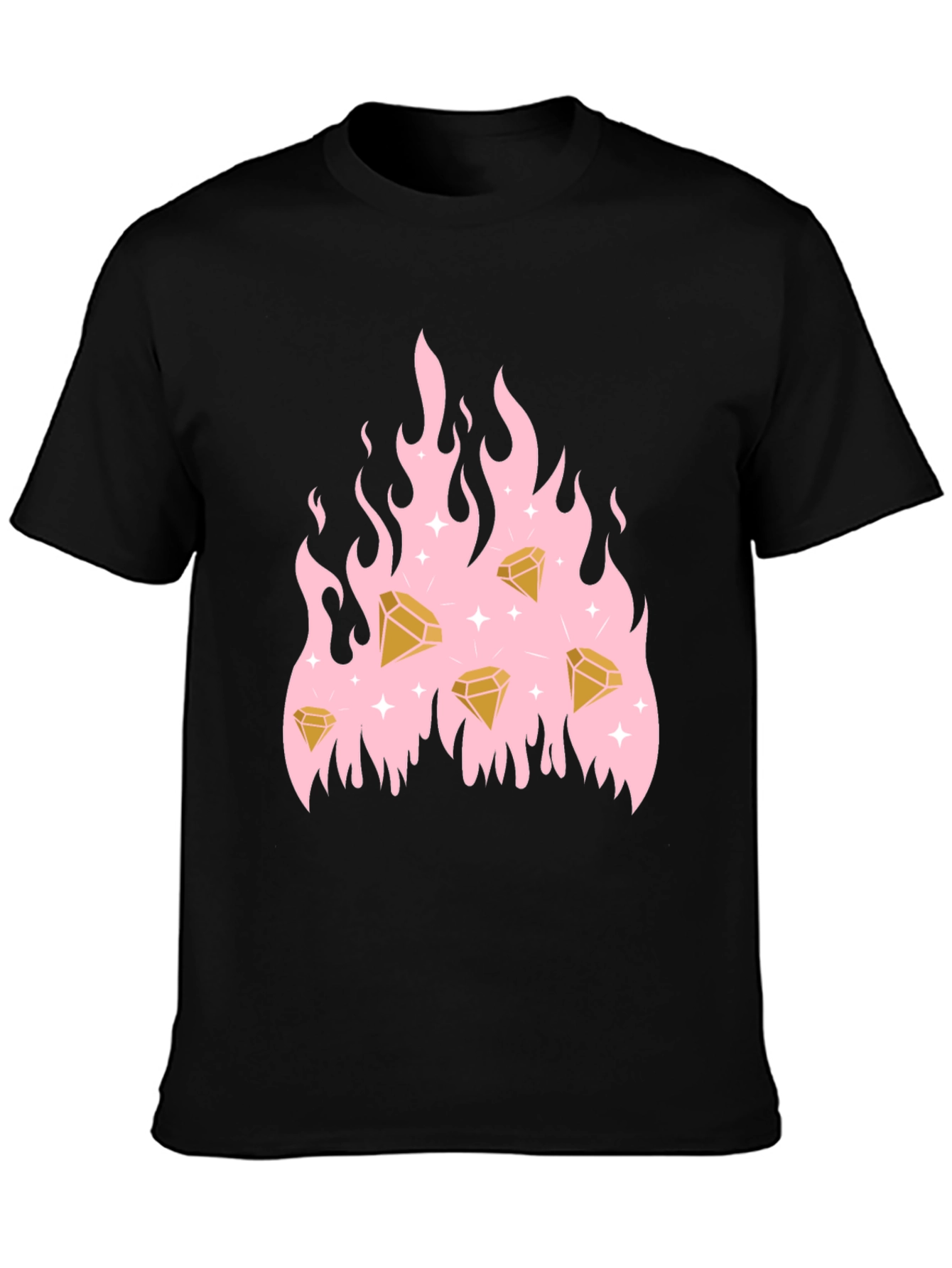 Diamond Flames Graphic Tee - Black T-Shirt