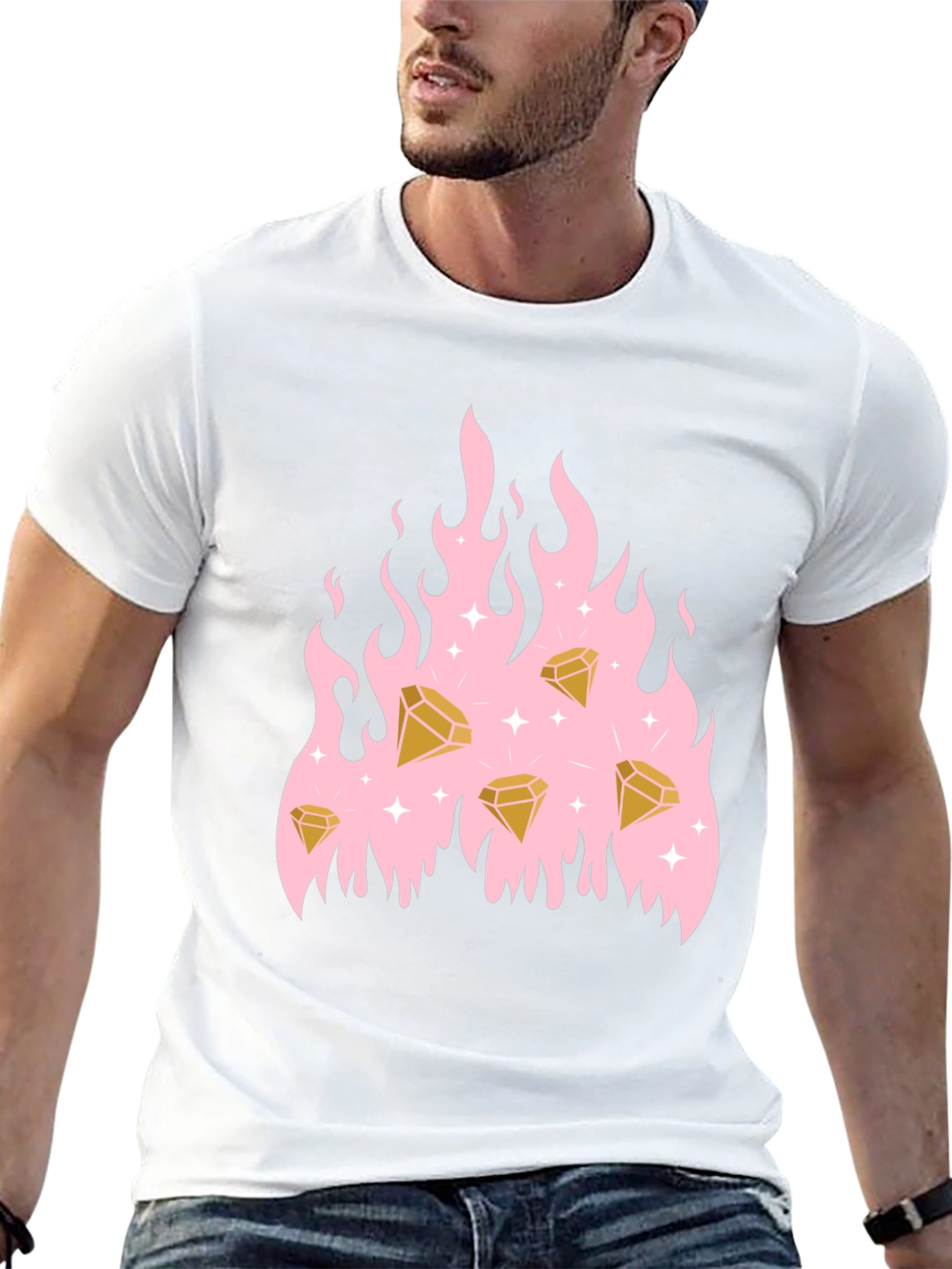 Diamond Flames Graphic Tee - Black T-Shirt