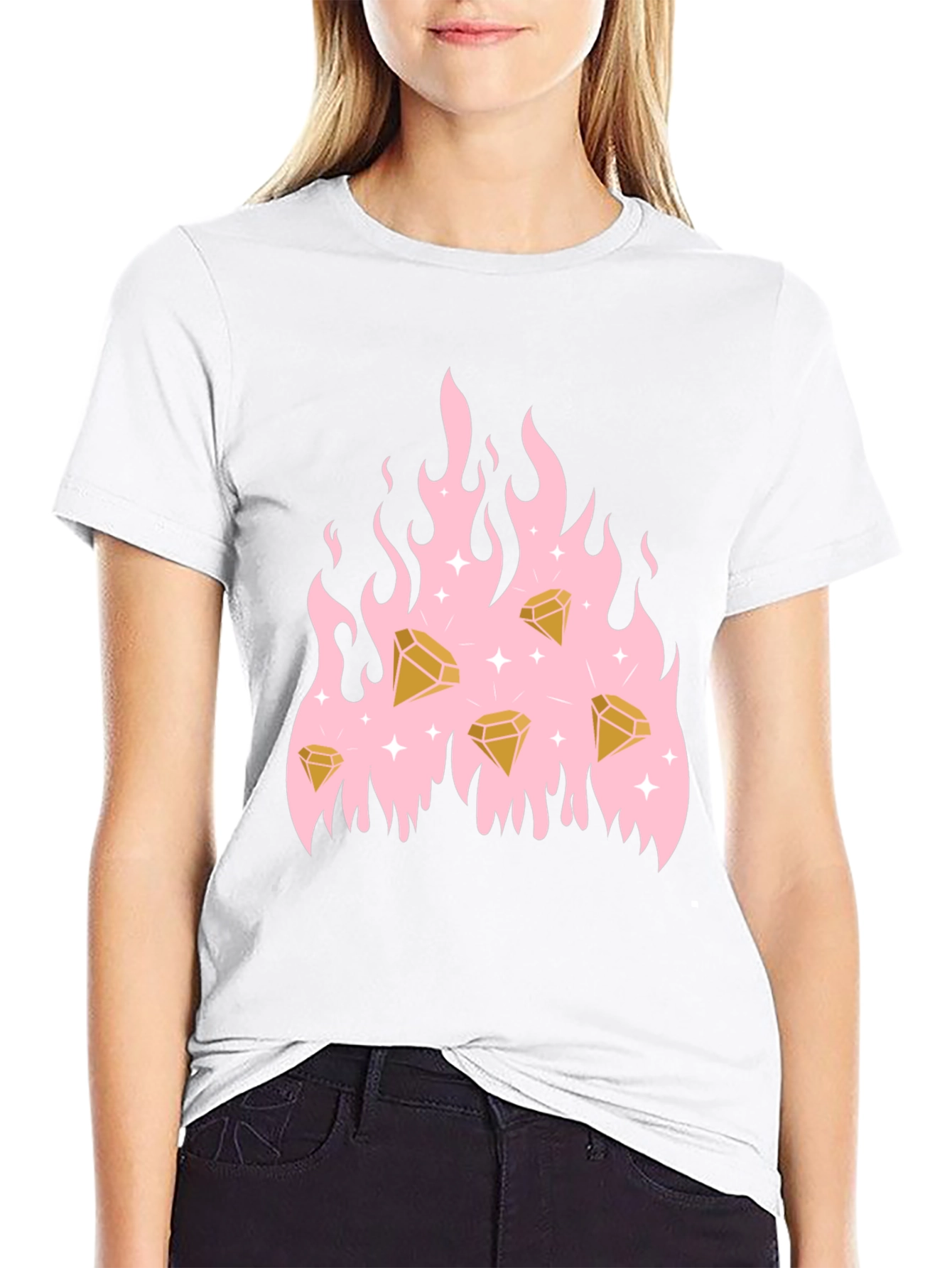 Diamond Flames Graphic Tee - Black T-Shirt