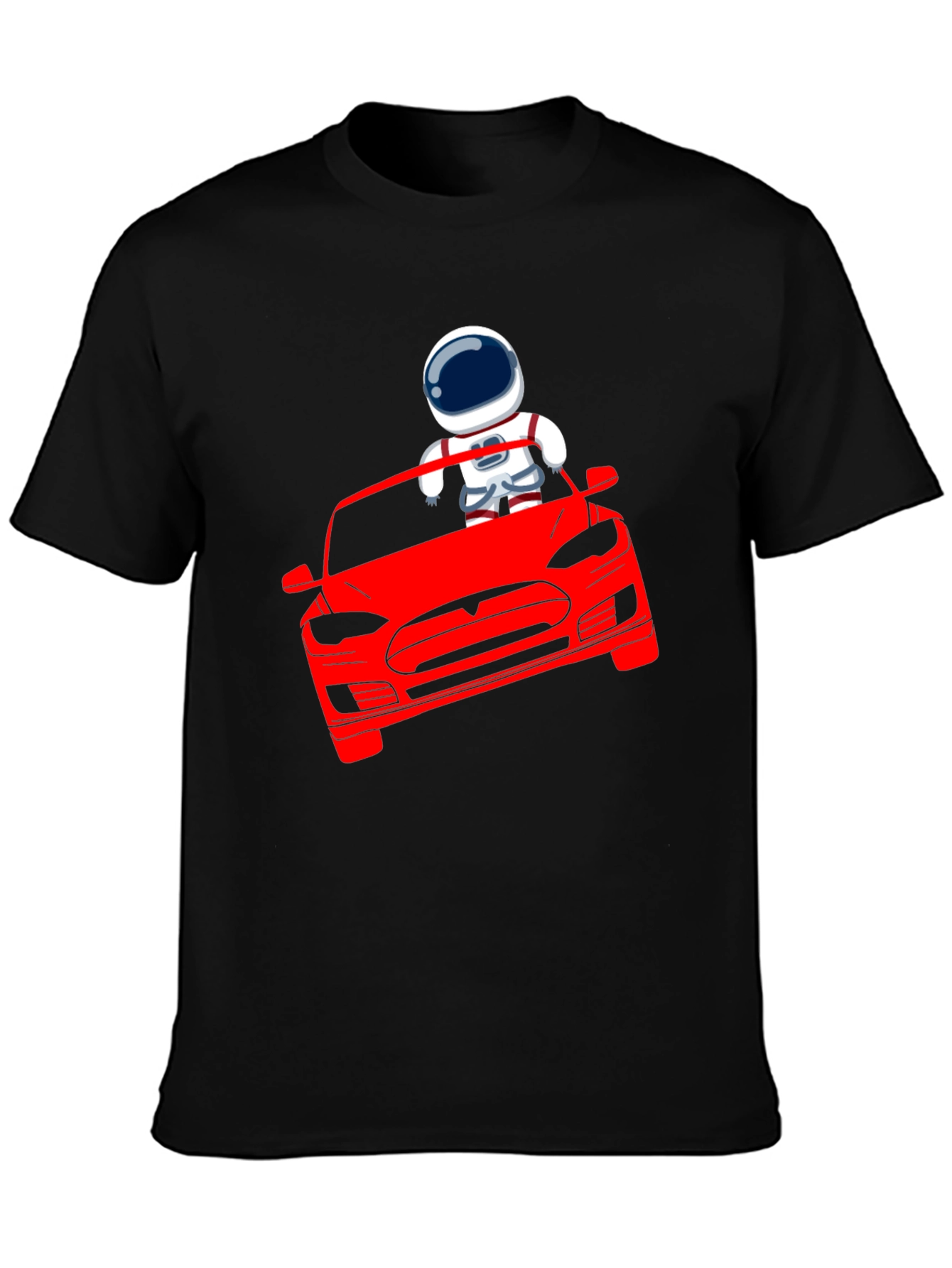 Astronaut Driving Tesla T-Shirt - Cool Graphic Tee