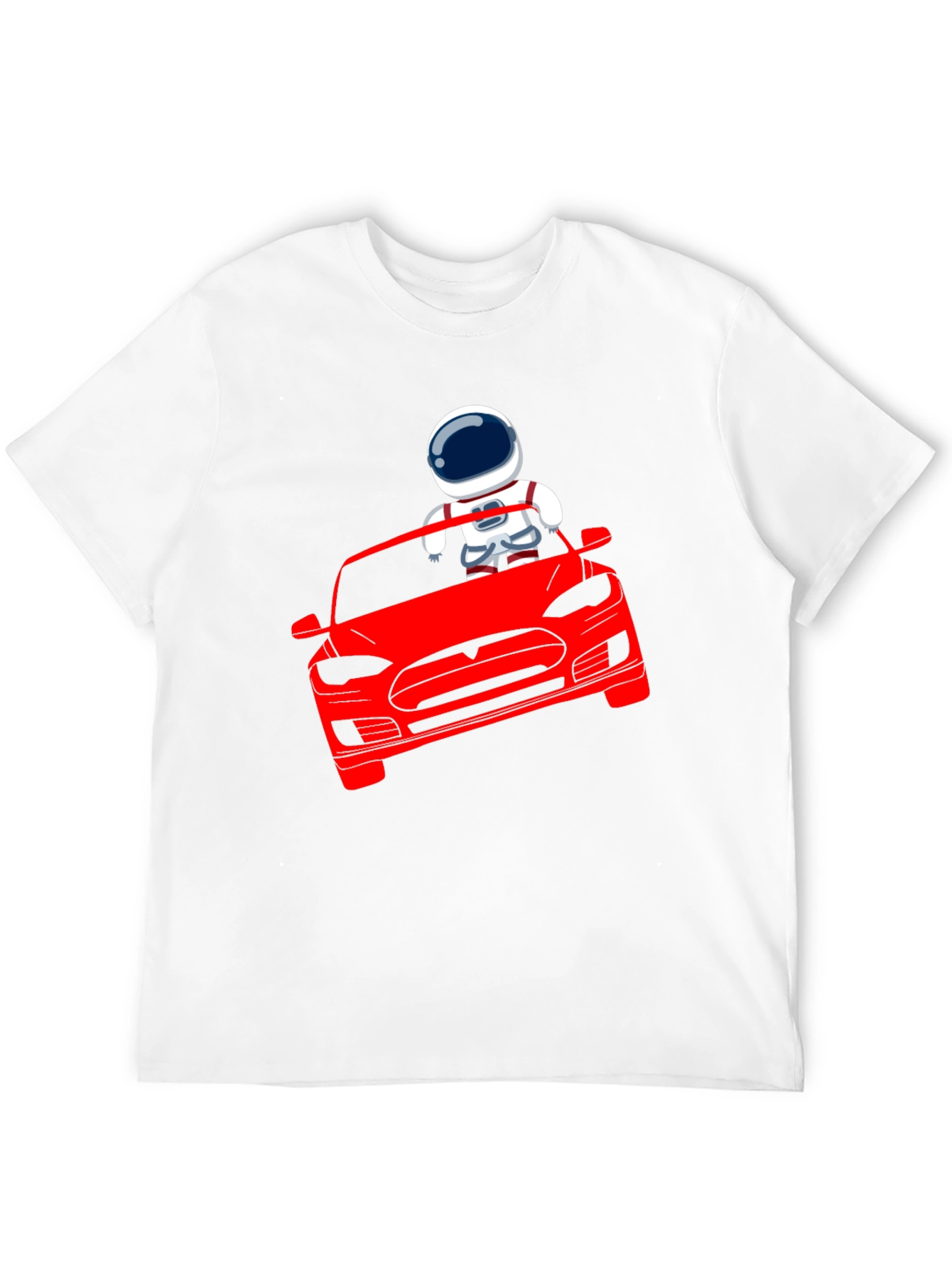 Astronaut Driving Tesla T-Shirt - Cool Graphic Tee