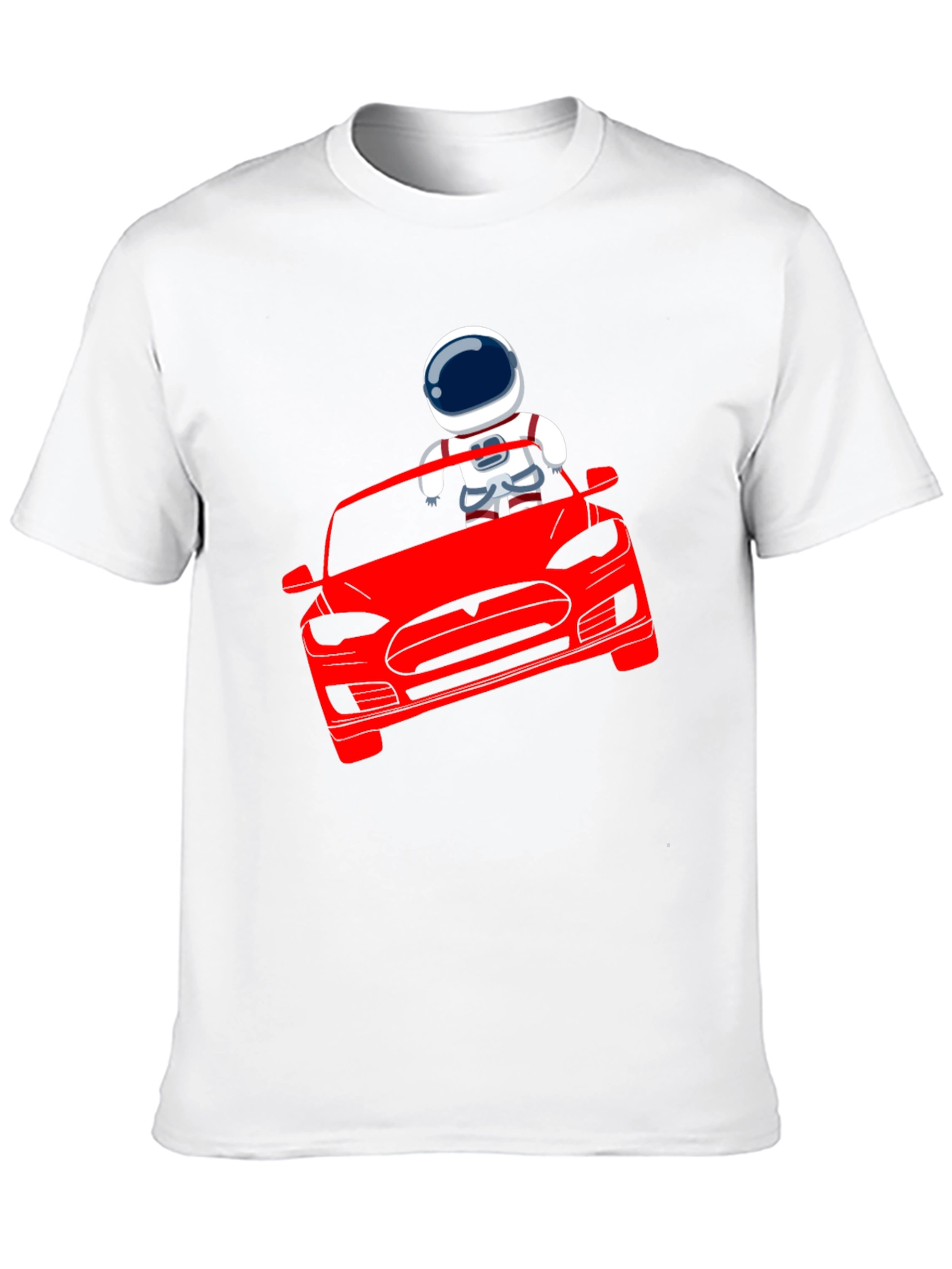 Astronaut Driving Tesla T-Shirt - Cool Graphic Tee