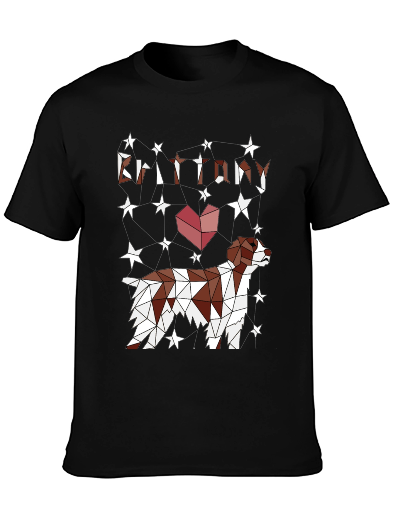 Brittany Spaniel Geometric T-Shirt – Artistic Dog Lover Graphic Tee Gift