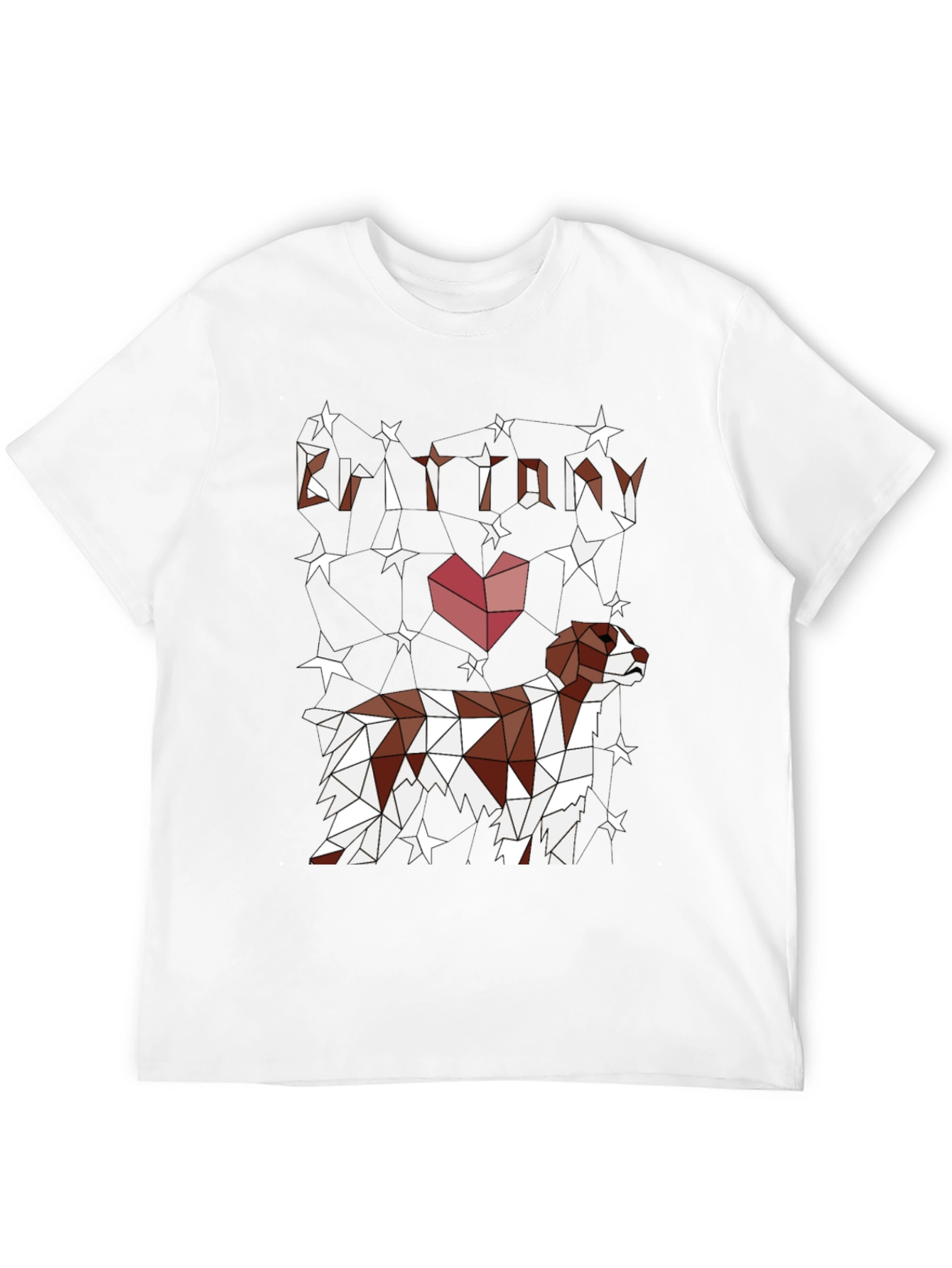 Brittany Spaniel Geometric T-Shirt – Artistic Dog Lover Graphic Tee Gift