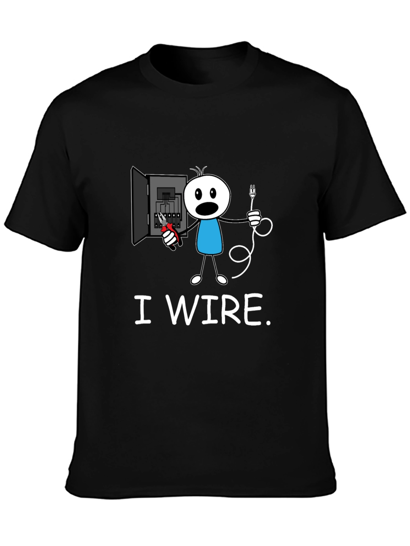 Funny I Wire. Electrician Stick Figure T-Shirt
