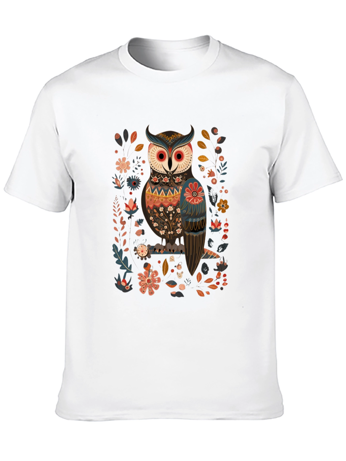 Owl & Floral Graphic Black T-Shirt