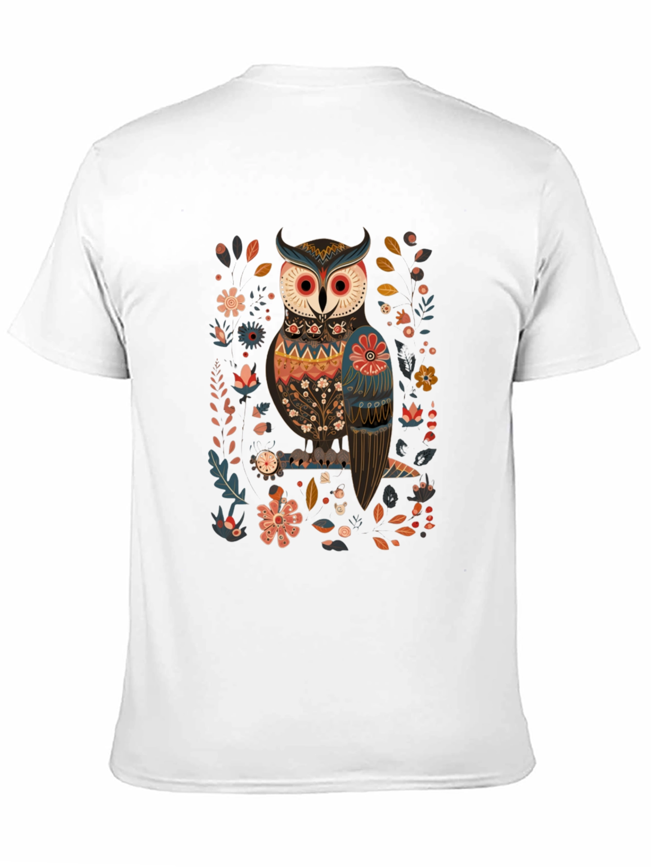 Owl & Floral Graphic Black T-Shirt