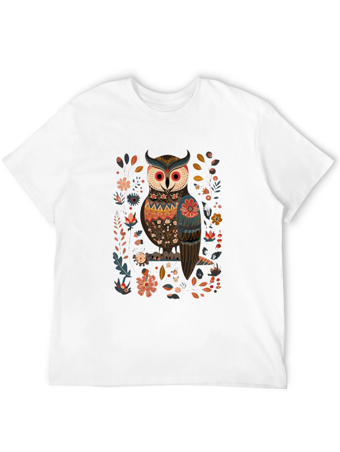 Owl & Floral Graphic Black T-Shirt