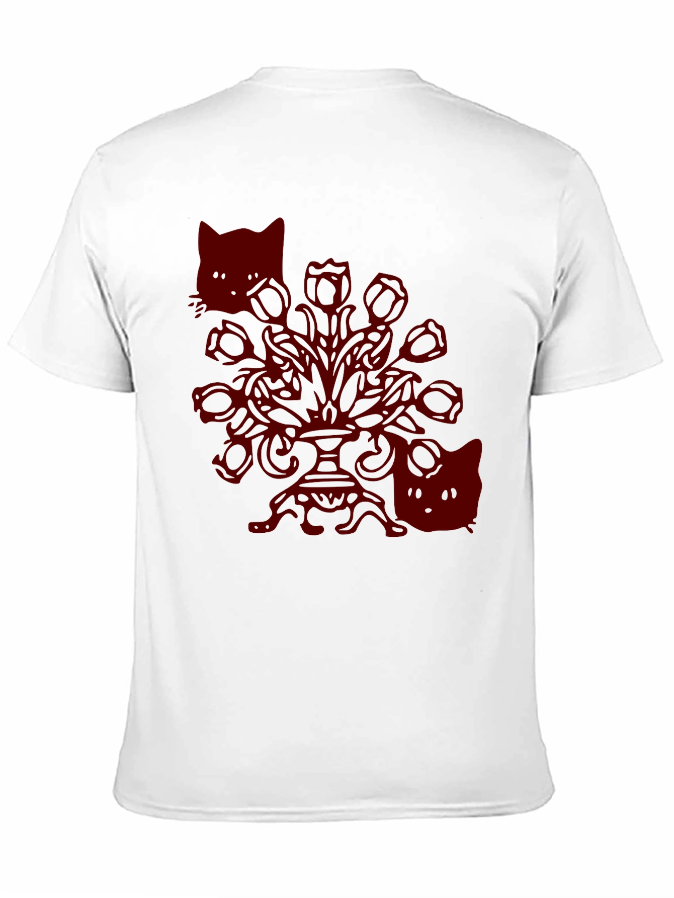 Gothic Cat T-Shirt - Spooky Floral Design