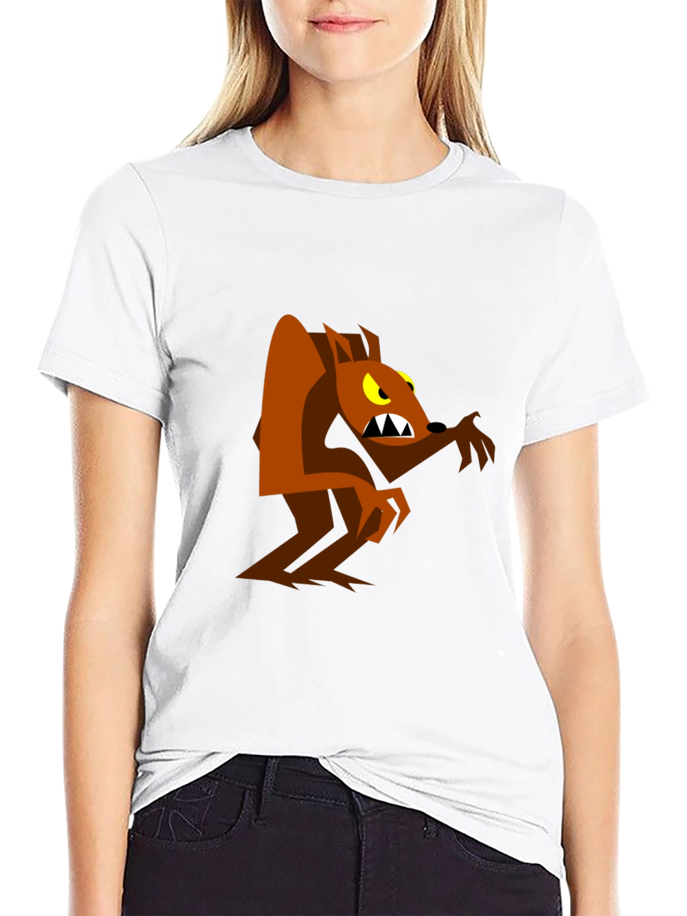 Cartoon Werewolf Graphic Tee - Black