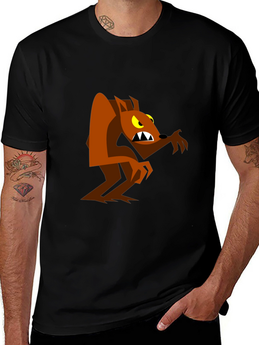 Cartoon Werewolf Graphic Tee - Black