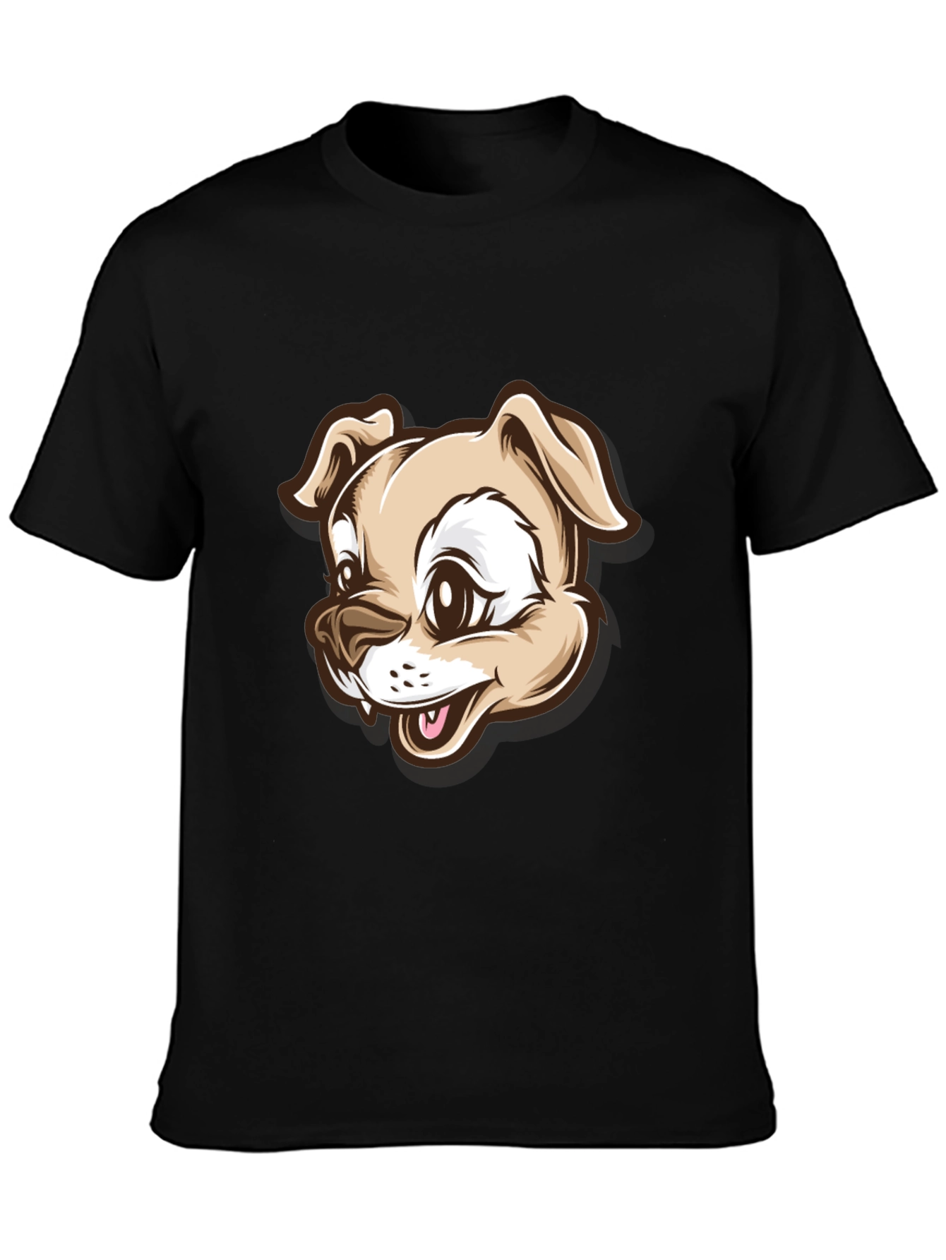 Dog Cartoon Graphic T-Shirt - Black