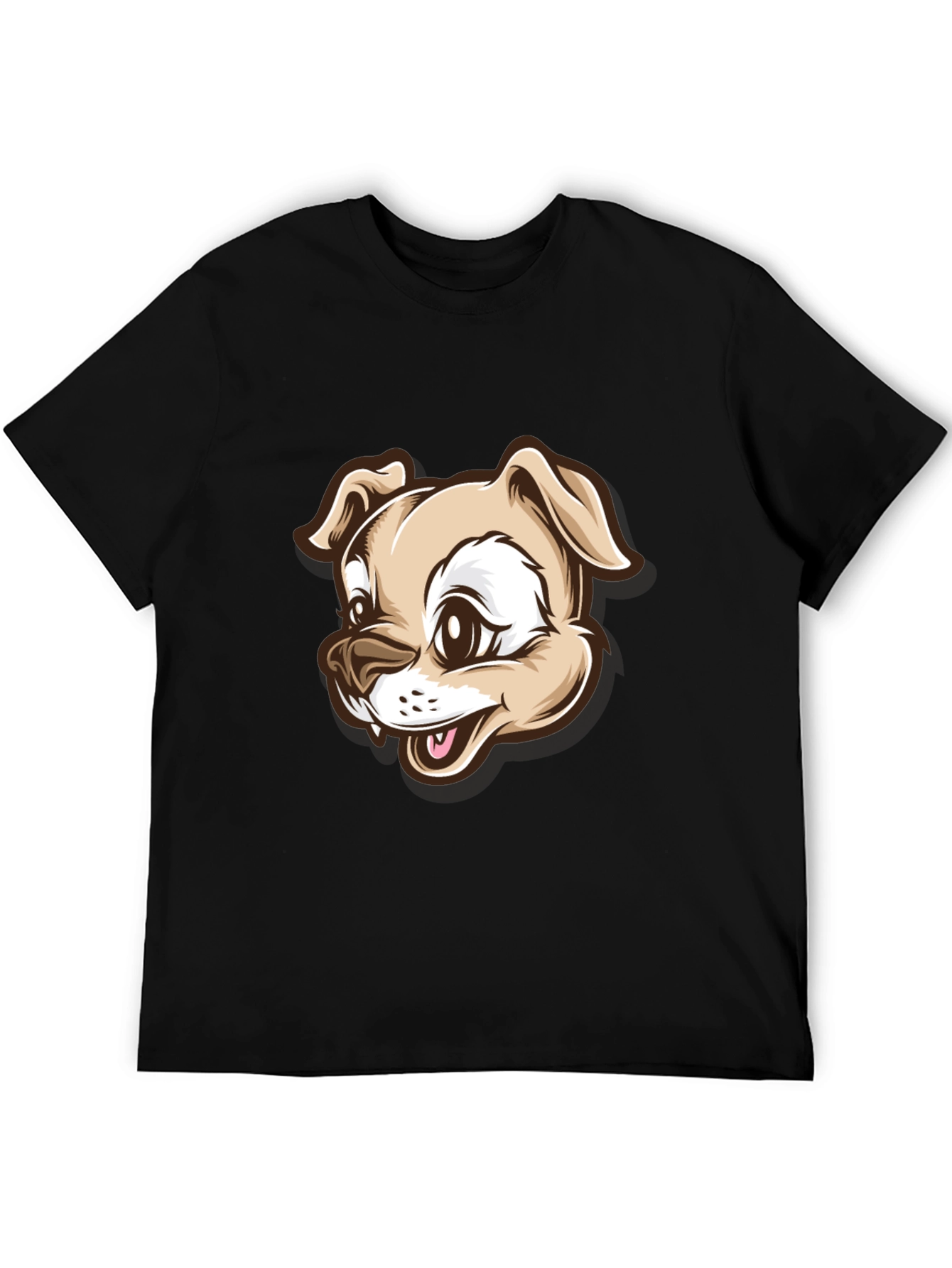 Dog Cartoon Graphic T-Shirt - Black