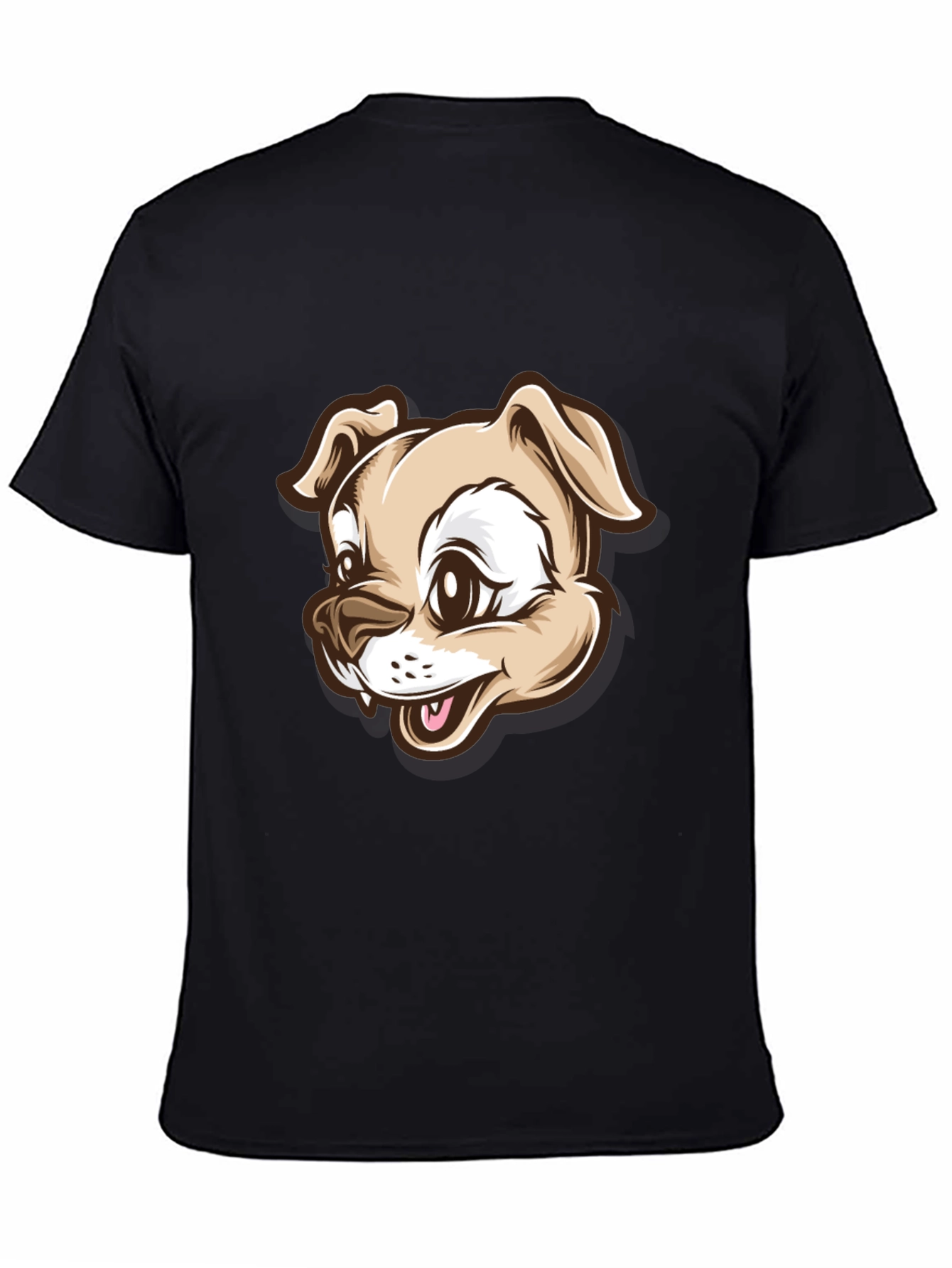 Dog Cartoon Graphic T-Shirt - Black
