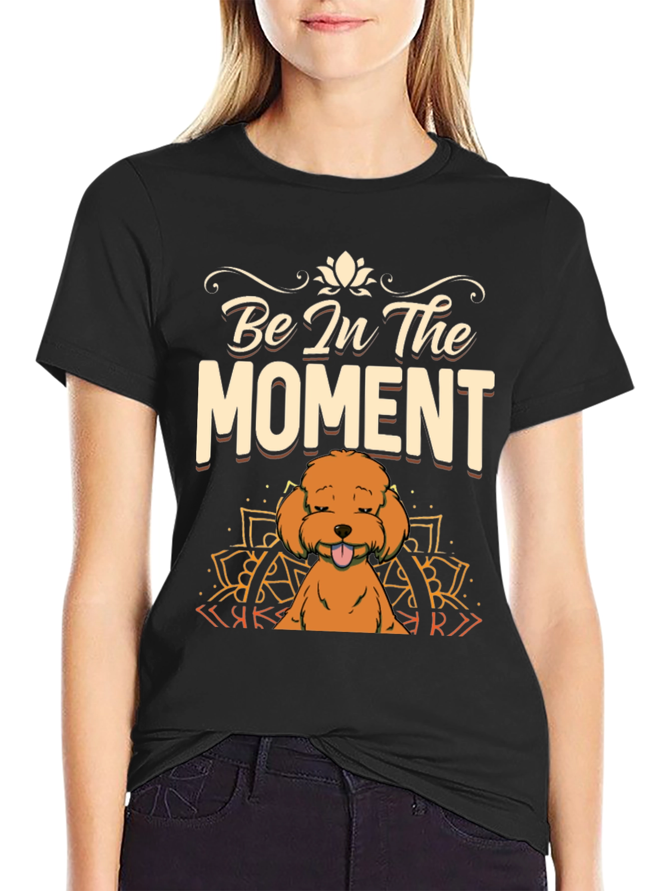 Be In The Moment Poodle T-Shirt - Black