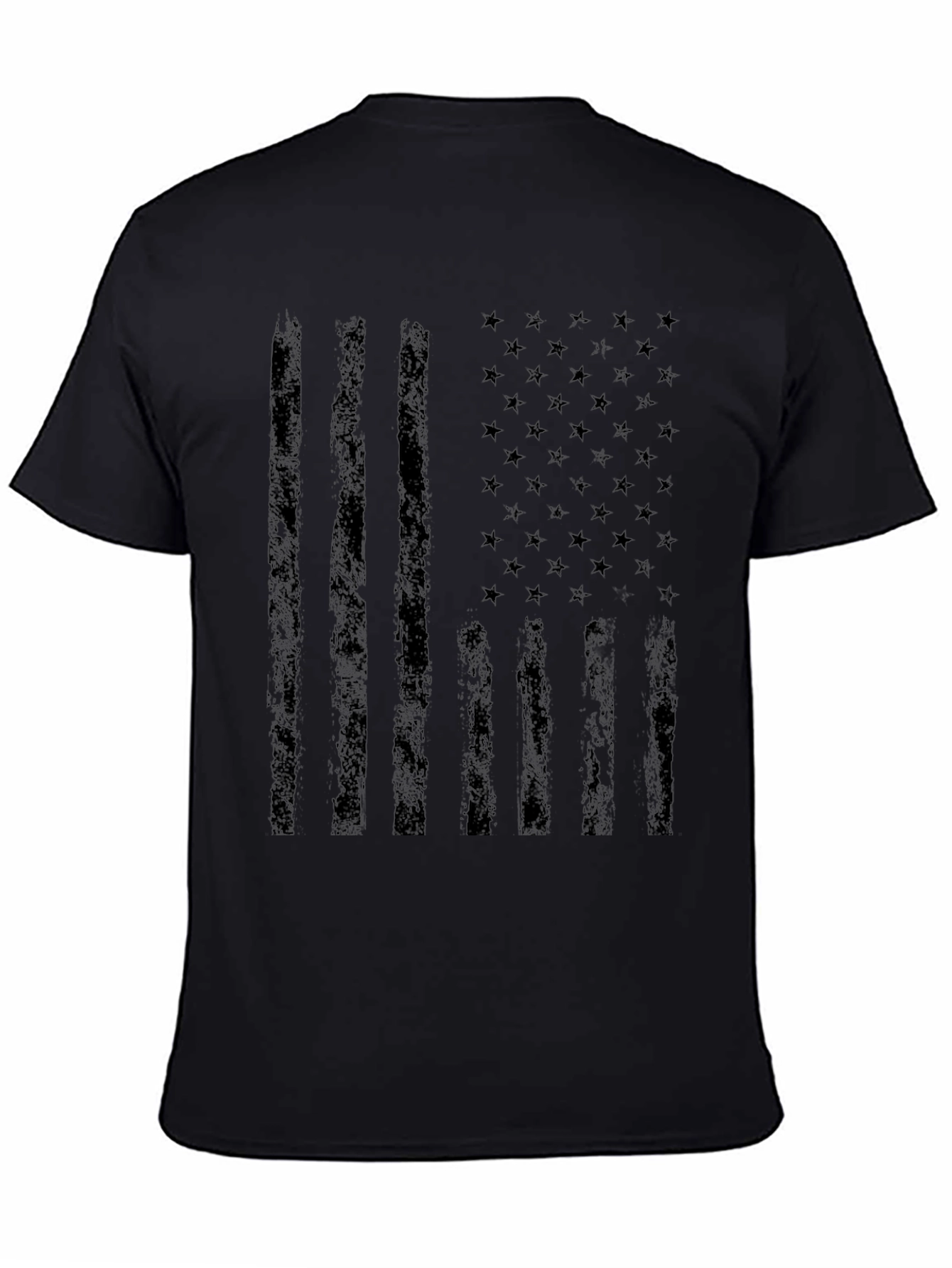 Distressed Black American Flag Graphic T-Shirt