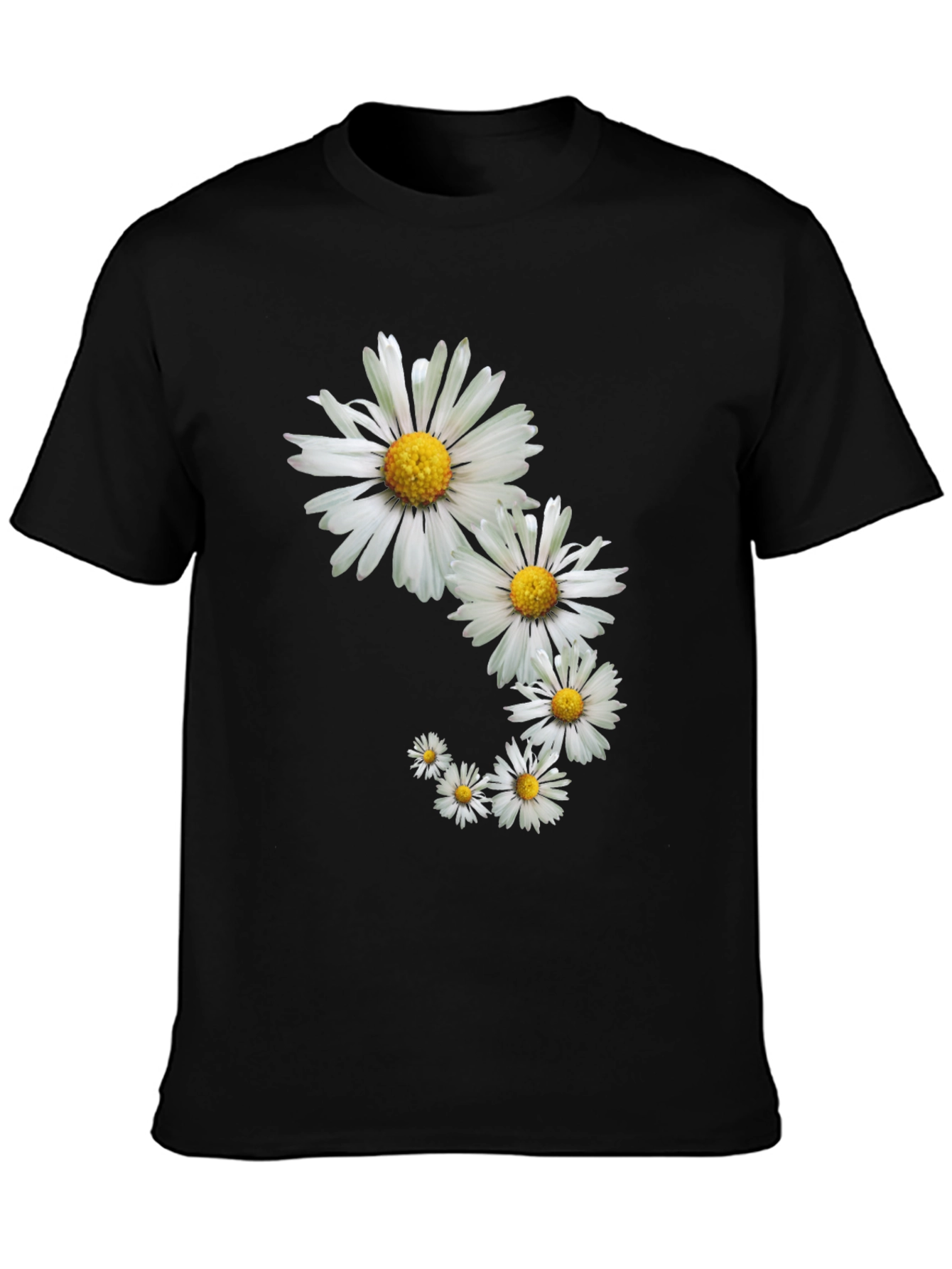 Daisy Spiral Graphic Tee - Stylish Black T-Shirt