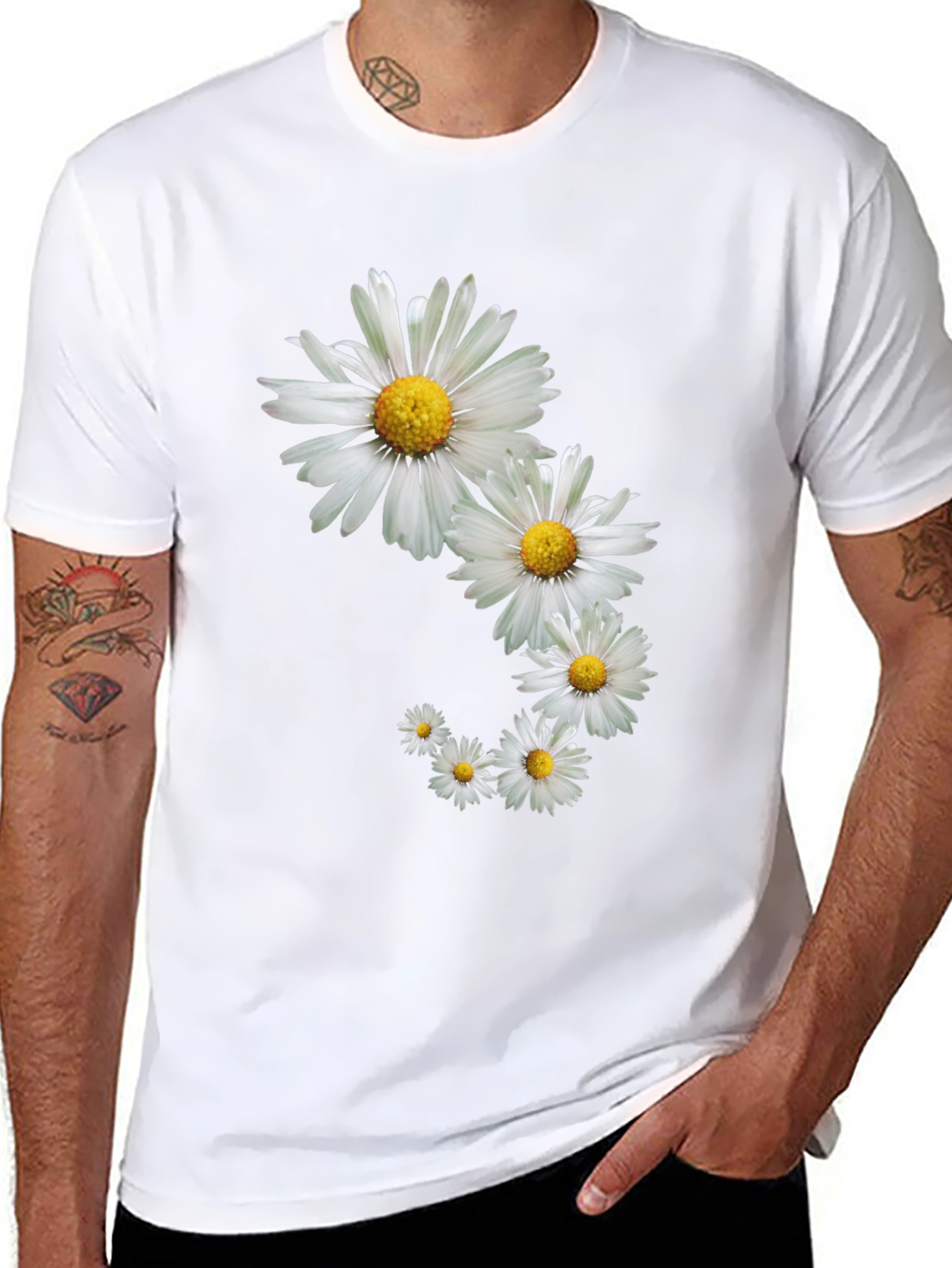 Daisy Spiral Graphic Tee - Stylish Black T-Shirt