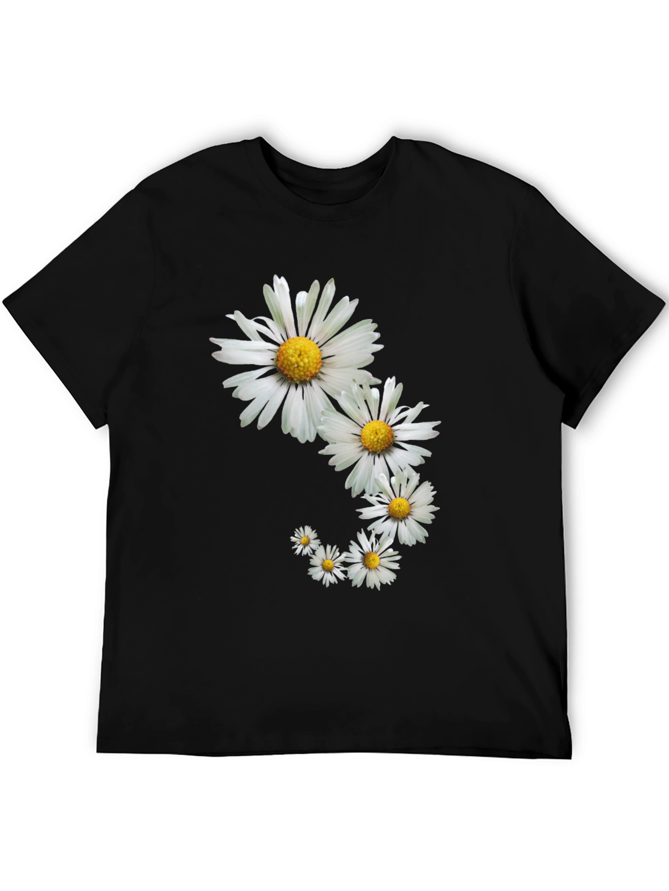 Daisy Spiral Graphic Tee - Stylish Black T-Shirt