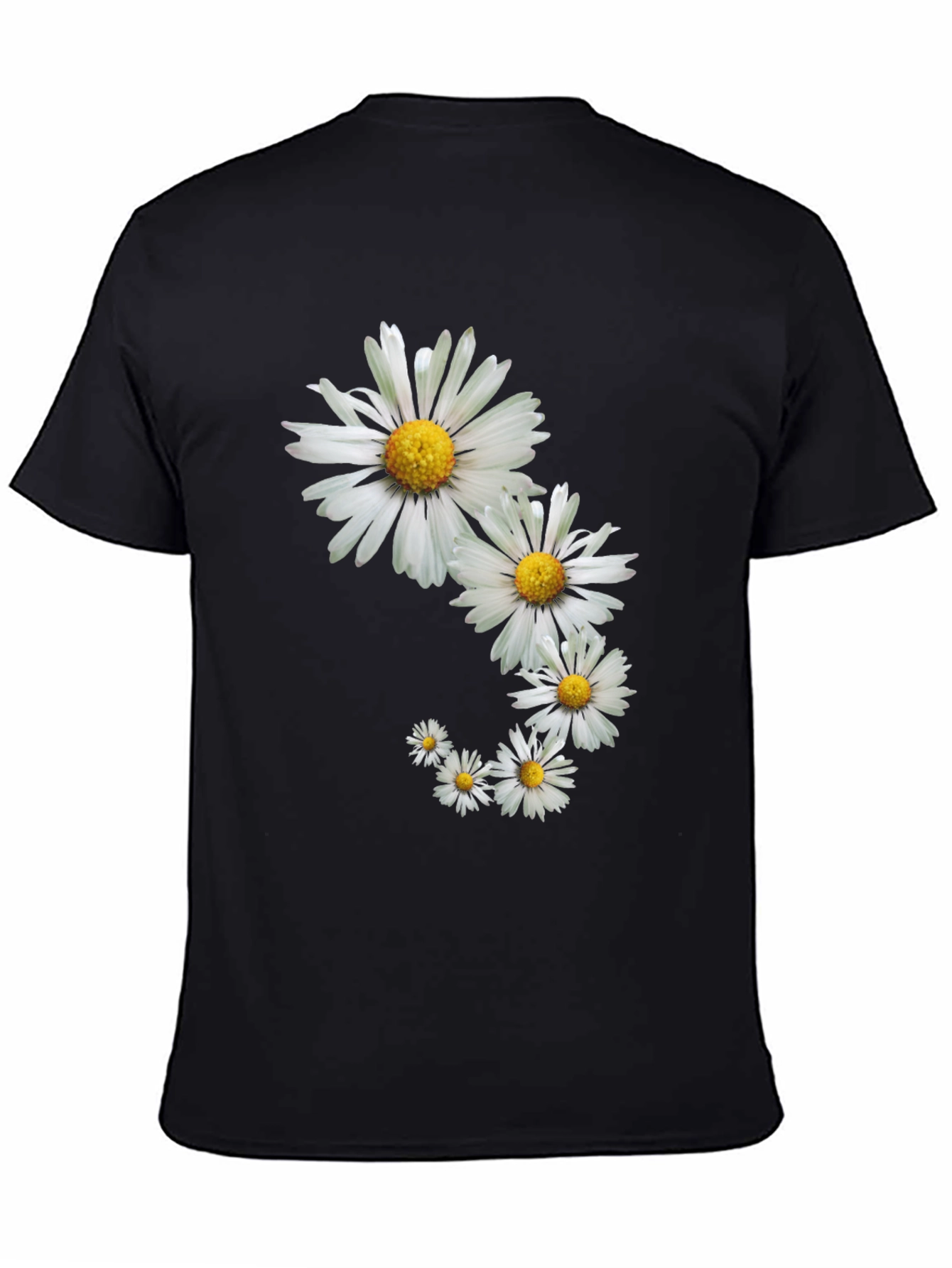 Daisy Spiral Graphic Tee - Stylish Black T-Shirt
