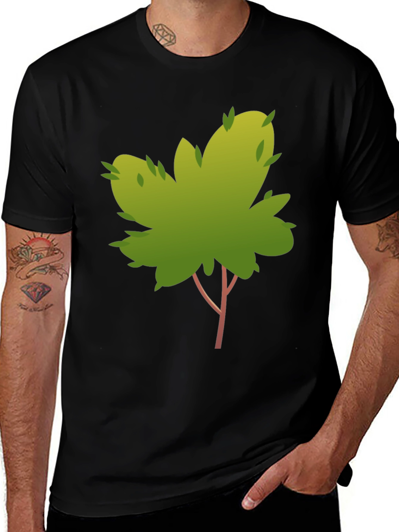 Nature Tree Graphic Tee - Stylish Black Cotton T-Shirt