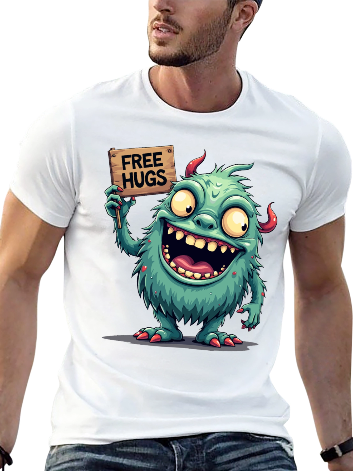 Monster Free Hugs Graphic Tee - Comfy Black T-Shirt