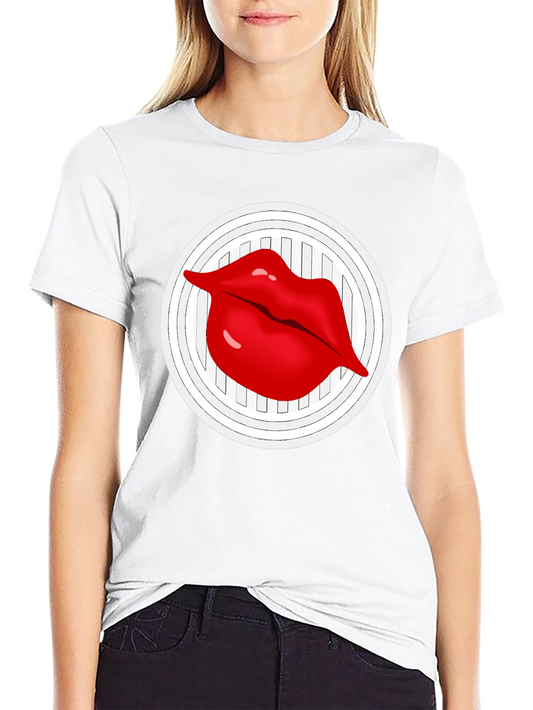 Lip Graphic Black Crew Neck T-Shirt