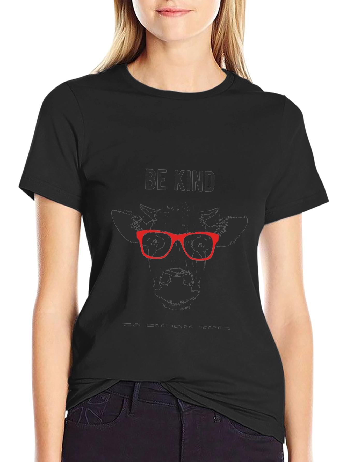 Be Kind Cow T-Shirt - Soft Black Tee