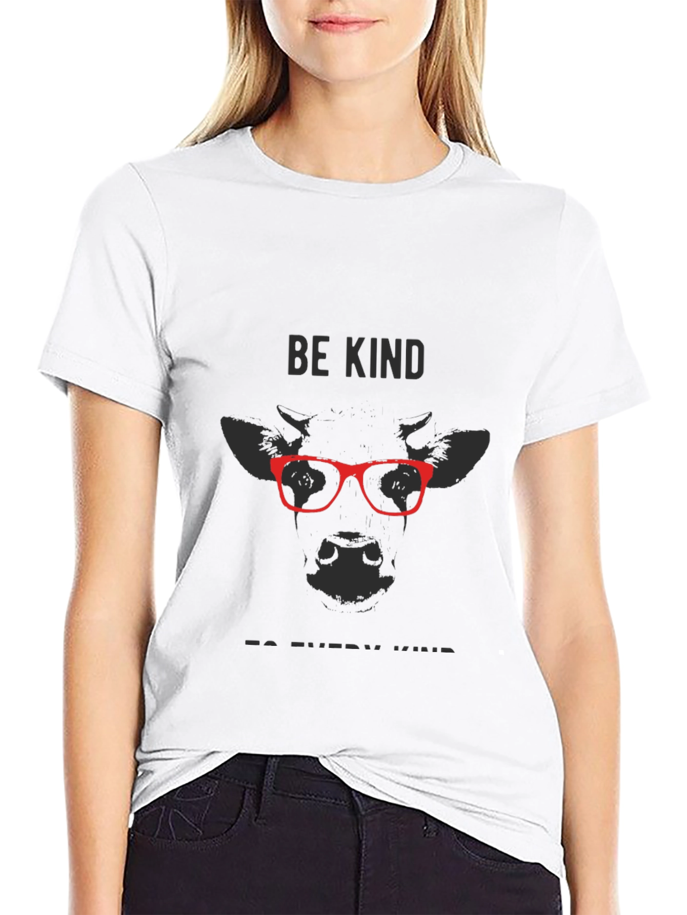 Be Kind Cow T-Shirt - Soft Black Tee