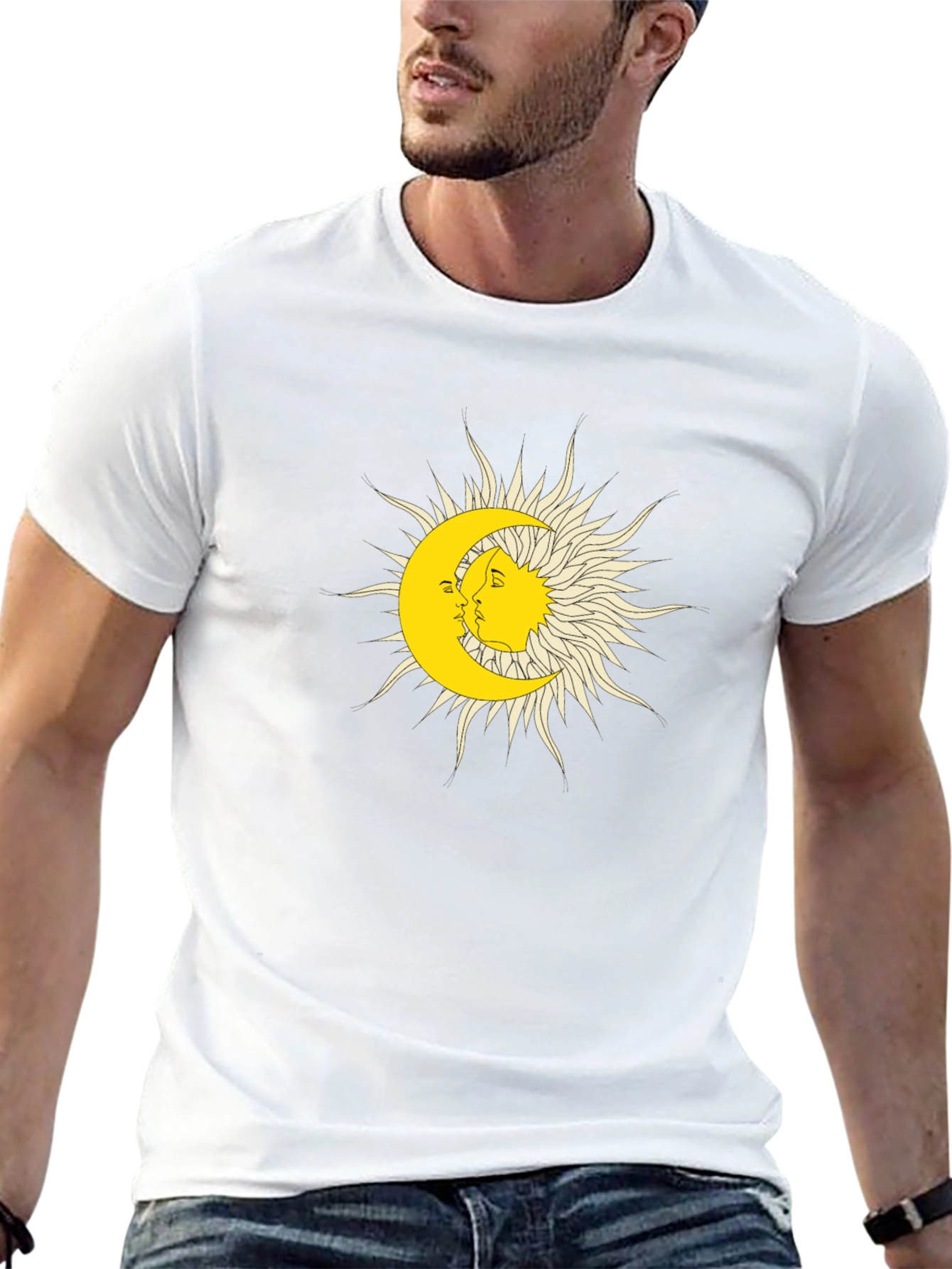 Sun & Moon Graphic Tee - Black Cotton Blend