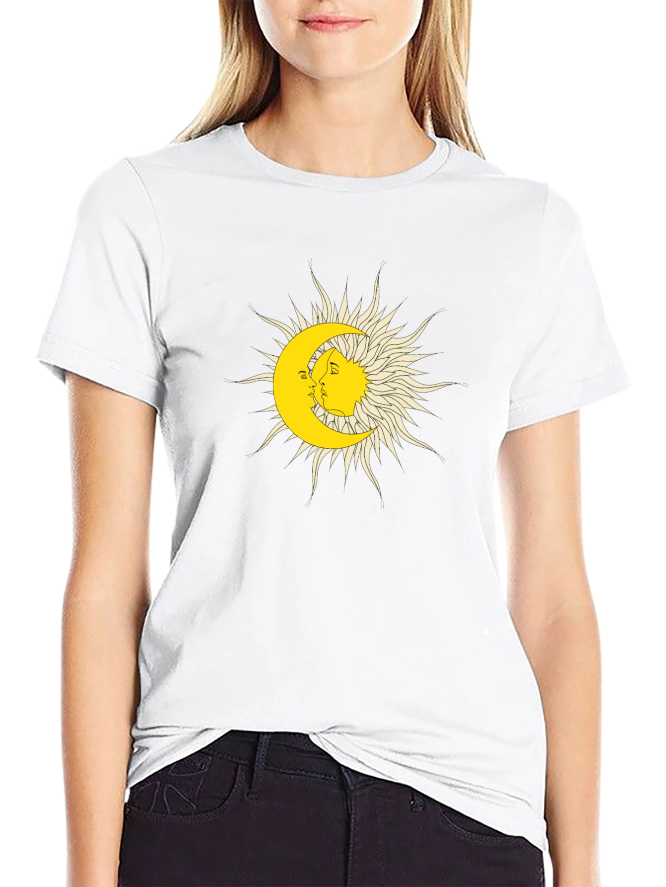 Sun & Moon Graphic Tee - Black Cotton Blend