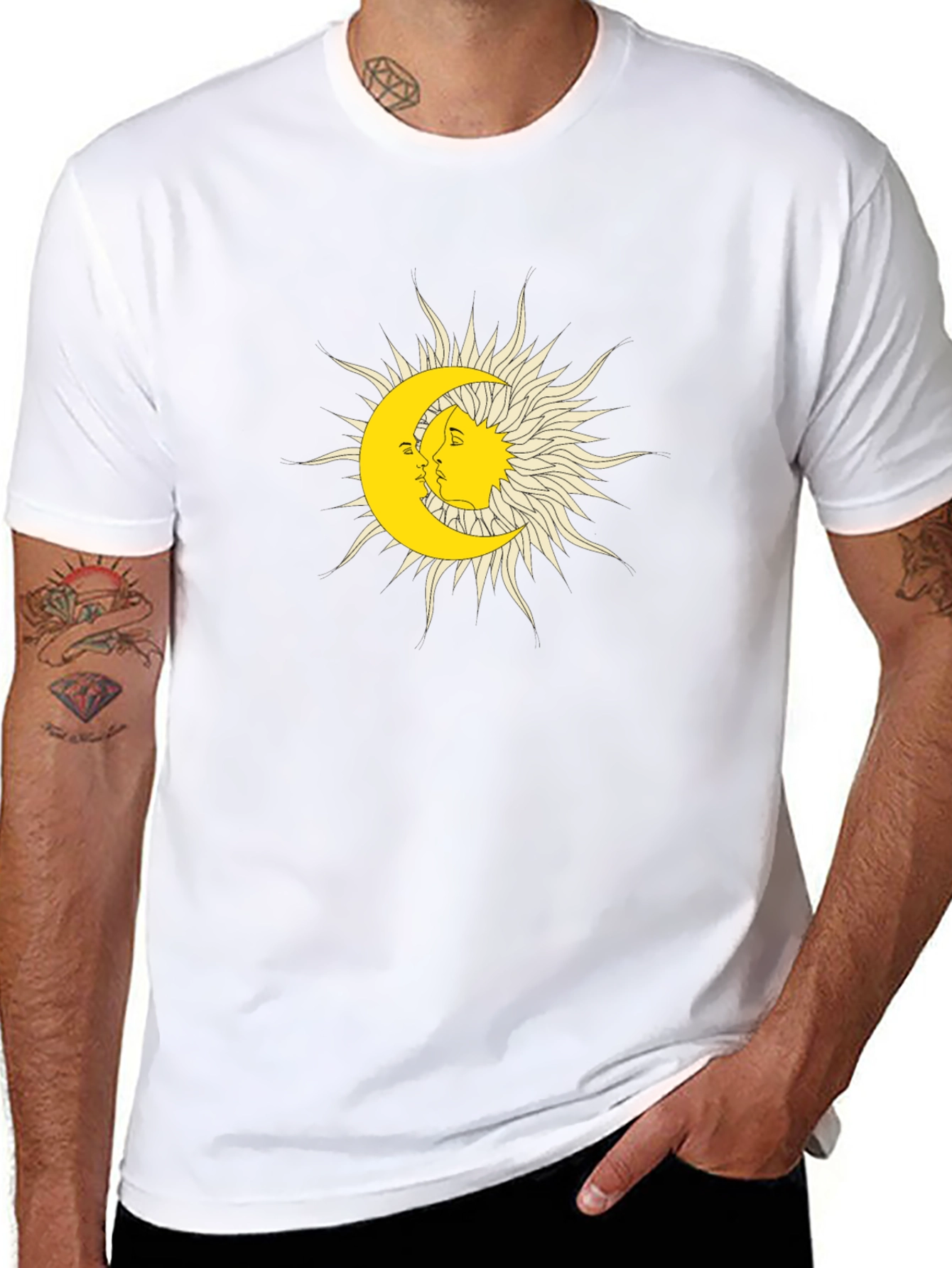 Sun & Moon Graphic Tee - Black Cotton Blend