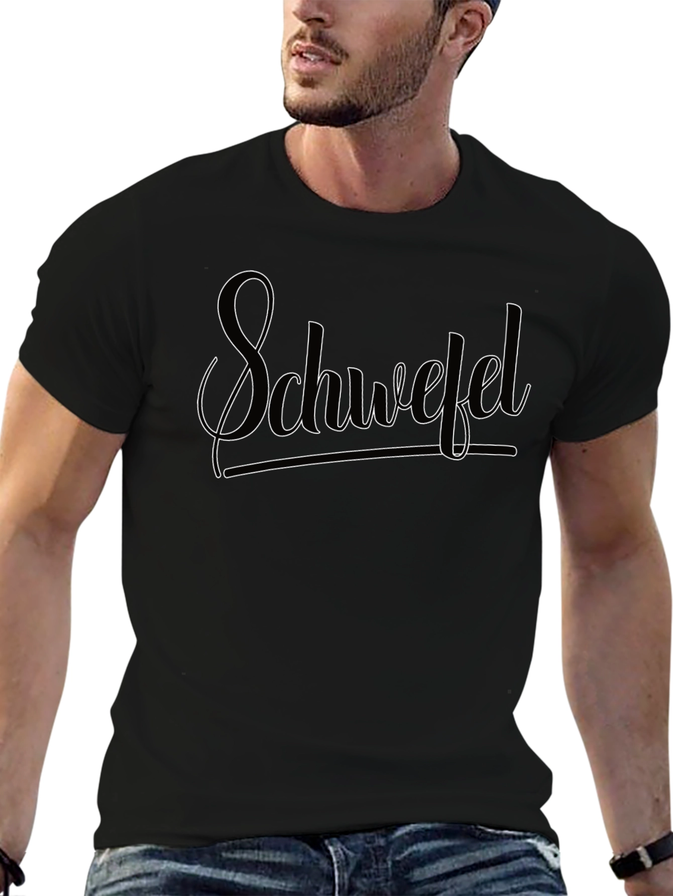 Schwefel Text Design Black T-Shirt