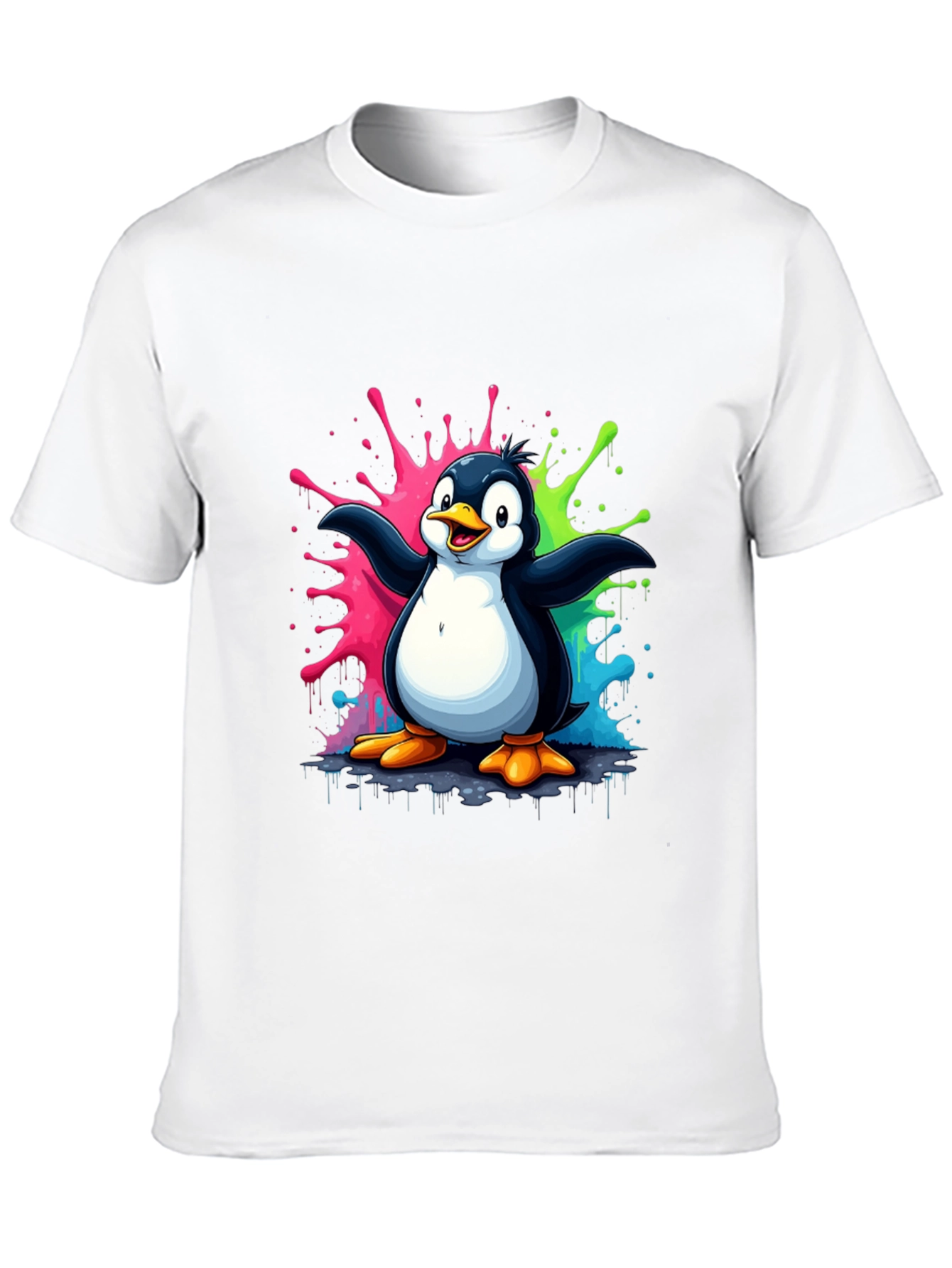 Penguin Splash Graphic T-Shirt - Mens Black Tee