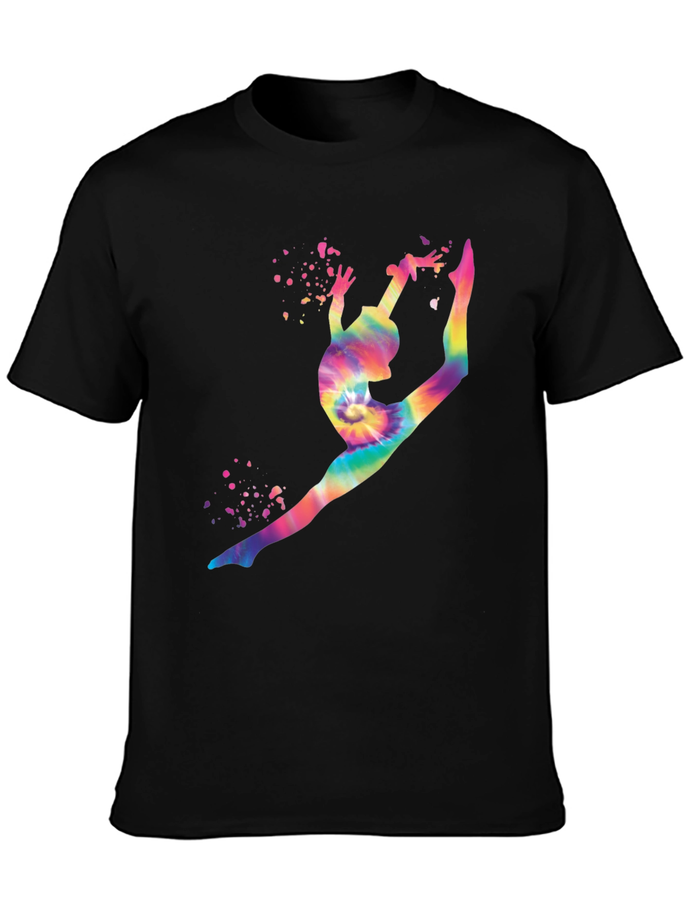 Gymnast Tie-Dye Graphic T-Shirt - Black