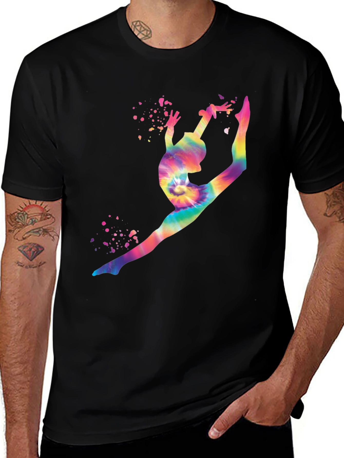 Gymnast Tie-Dye Graphic T-Shirt - Black