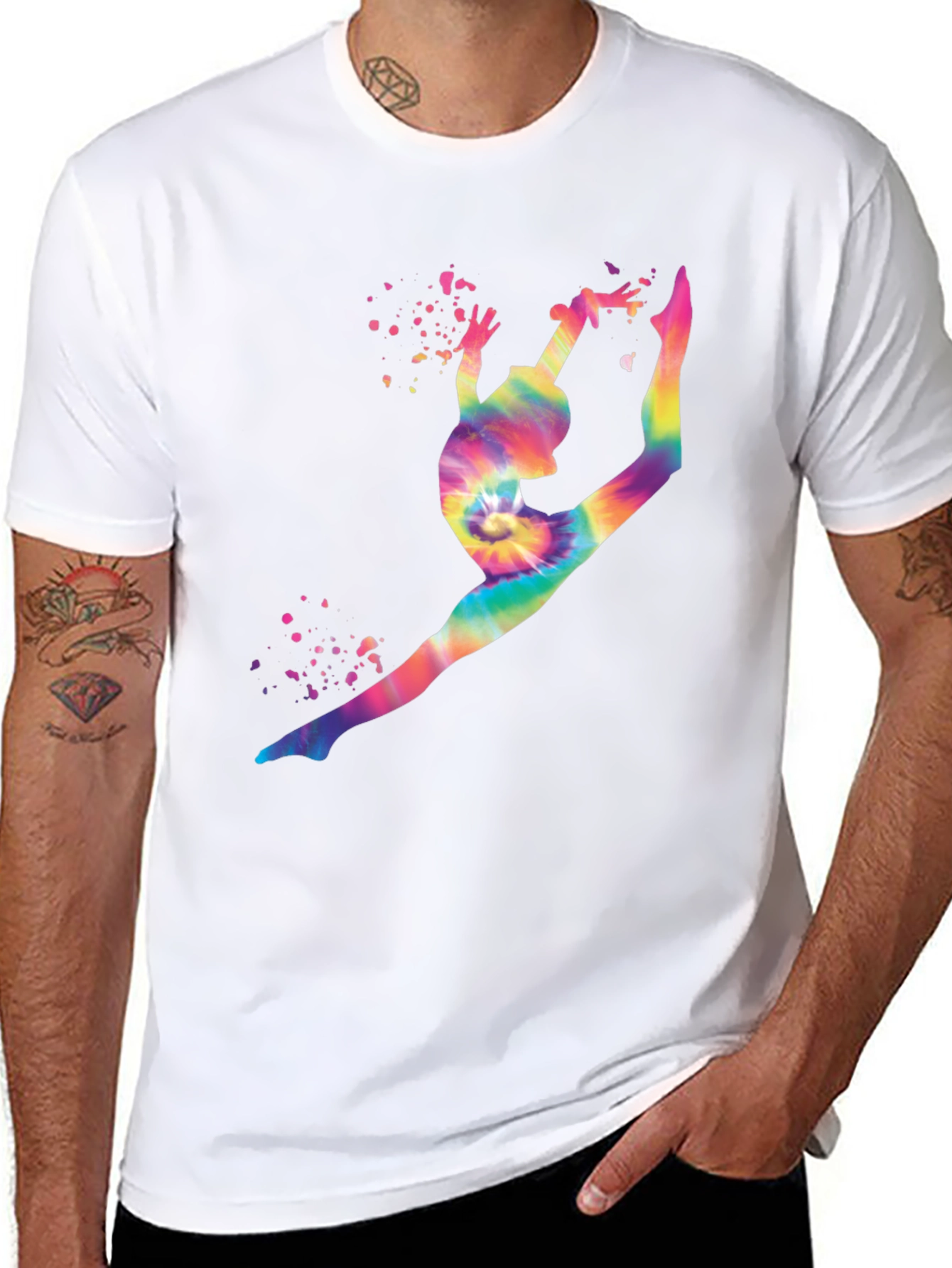 Gymnast Tie-Dye Graphic T-Shirt - Black
