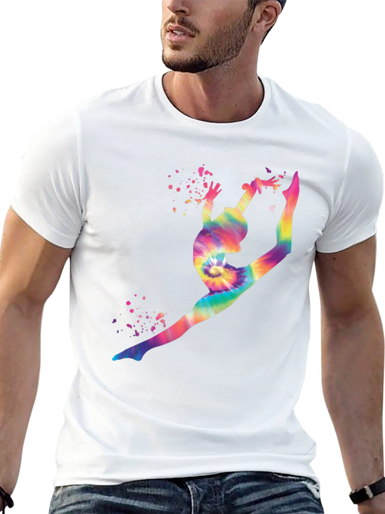 Gymnast Tie-Dye Graphic T-Shirt - Black