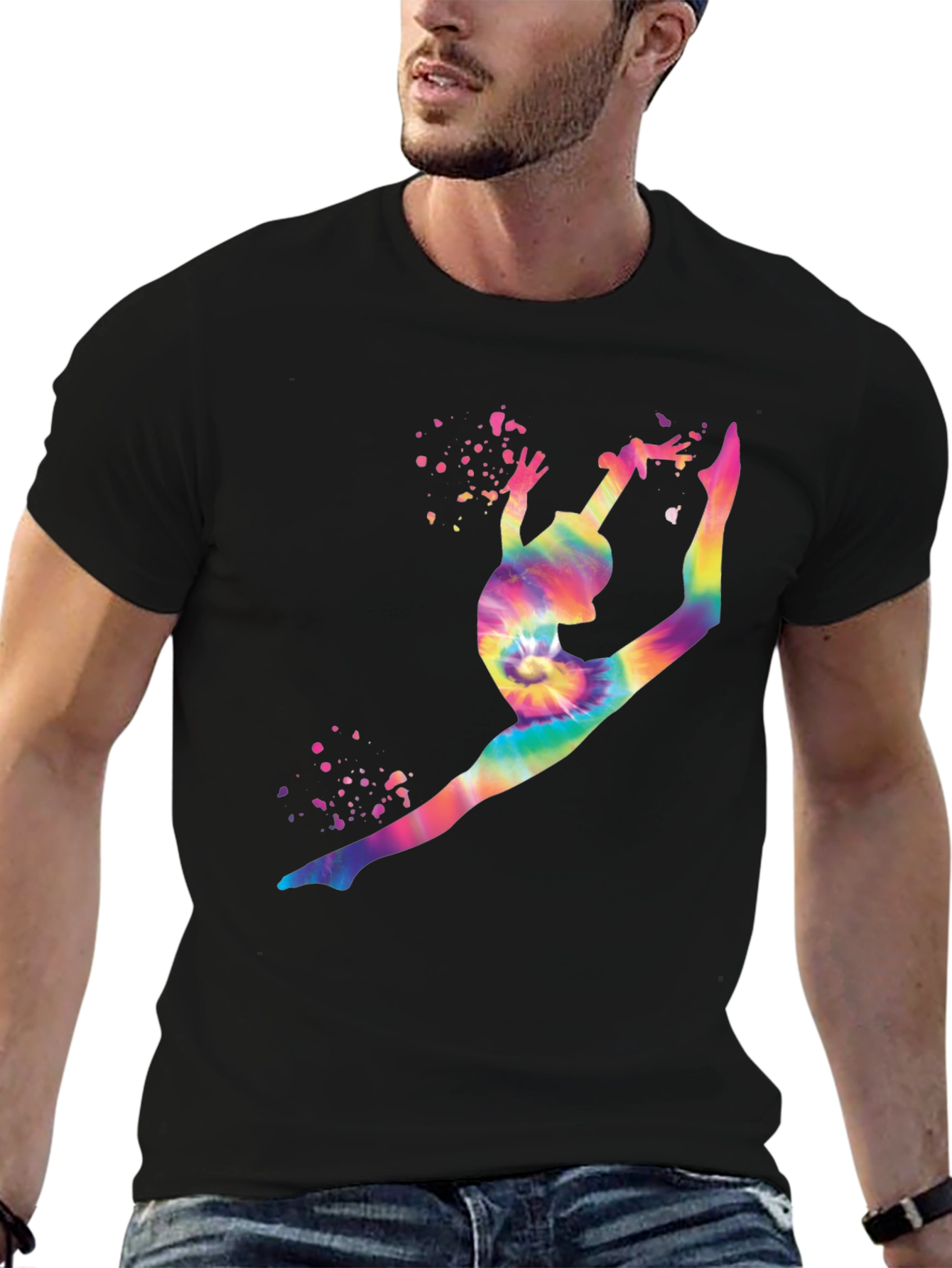 Gymnast Tie-Dye Graphic T-Shirt - Black