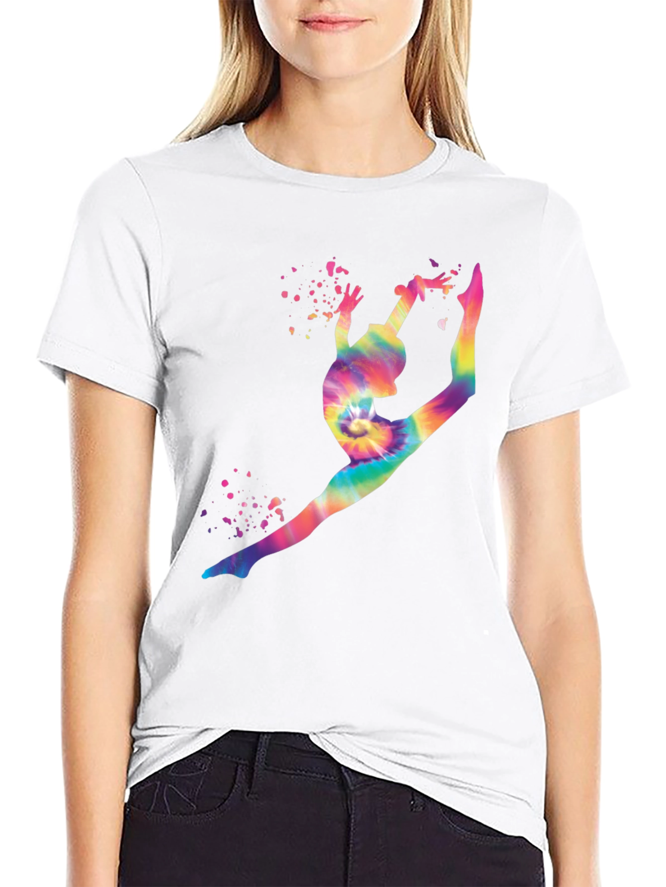 Gymnast Tie-Dye Graphic T-Shirt - Black