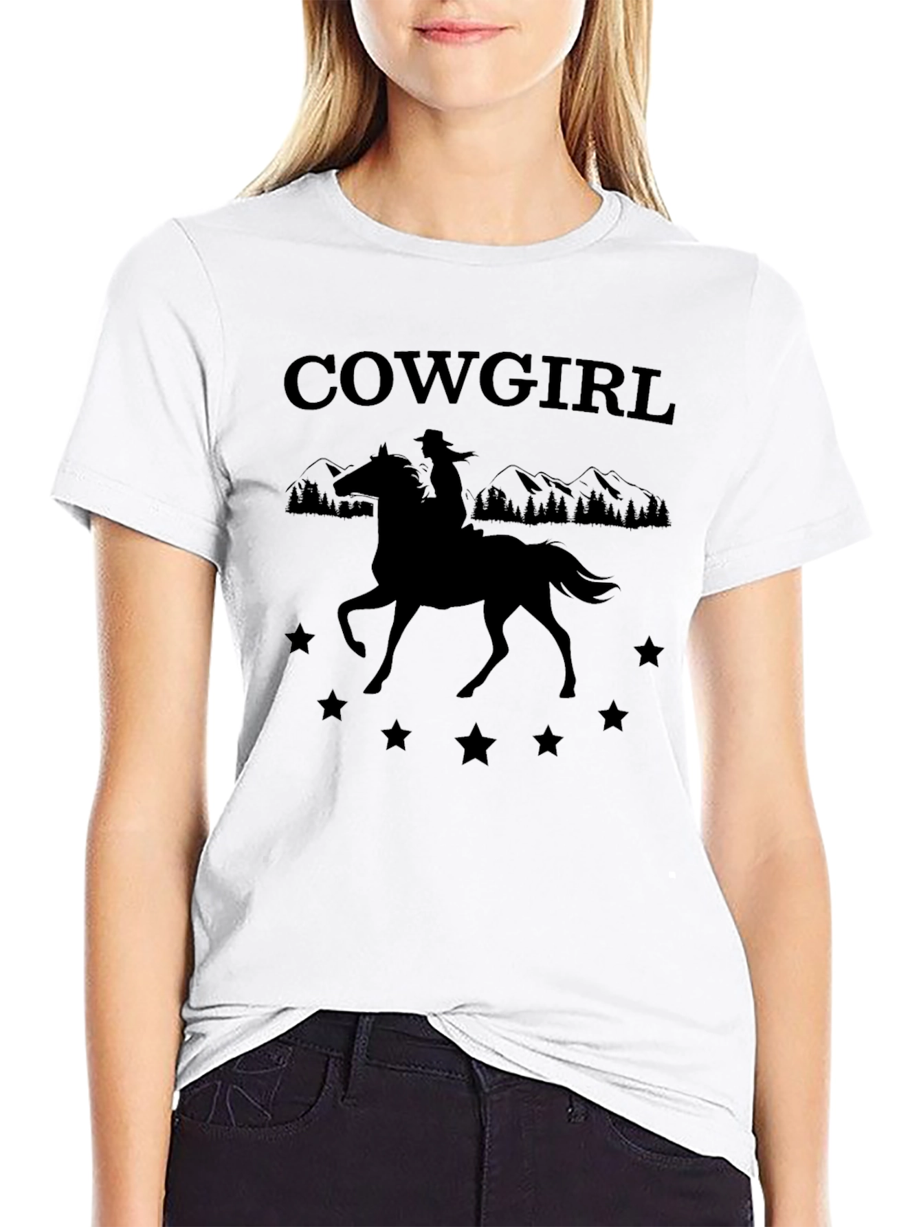 Cowgirl Silhouette Graphic Tee - Western Style