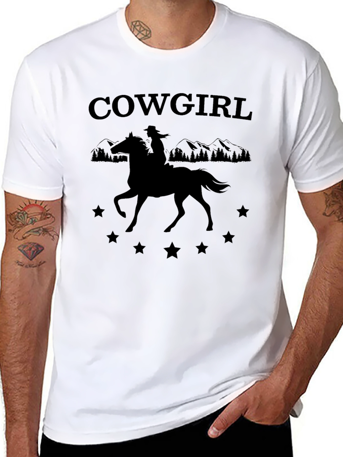 Cowgirl Silhouette Graphic Tee - Western Style