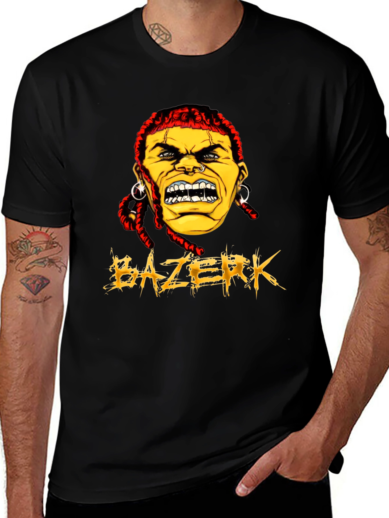 BAZERK Graphic Tee - Mens Black Crew Neck