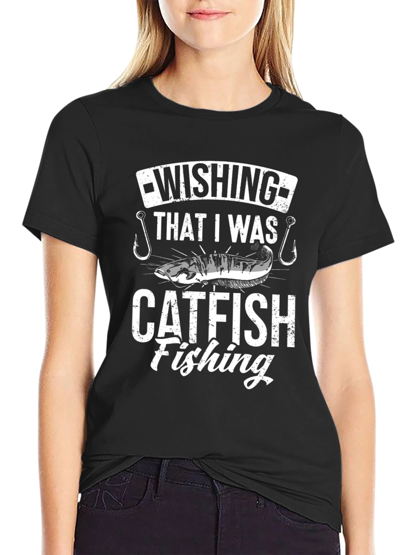 Catfish Fishing T-Shirt - Black Graphic Tee