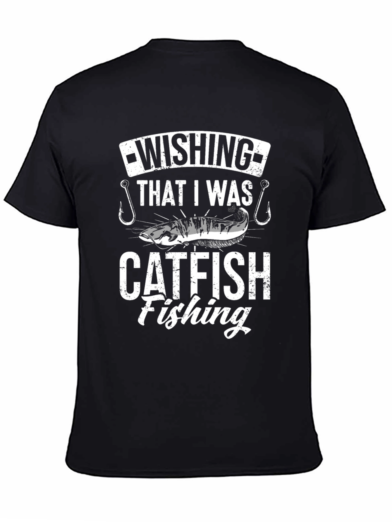 Catfish Fishing T-Shirt - Black Graphic Tee