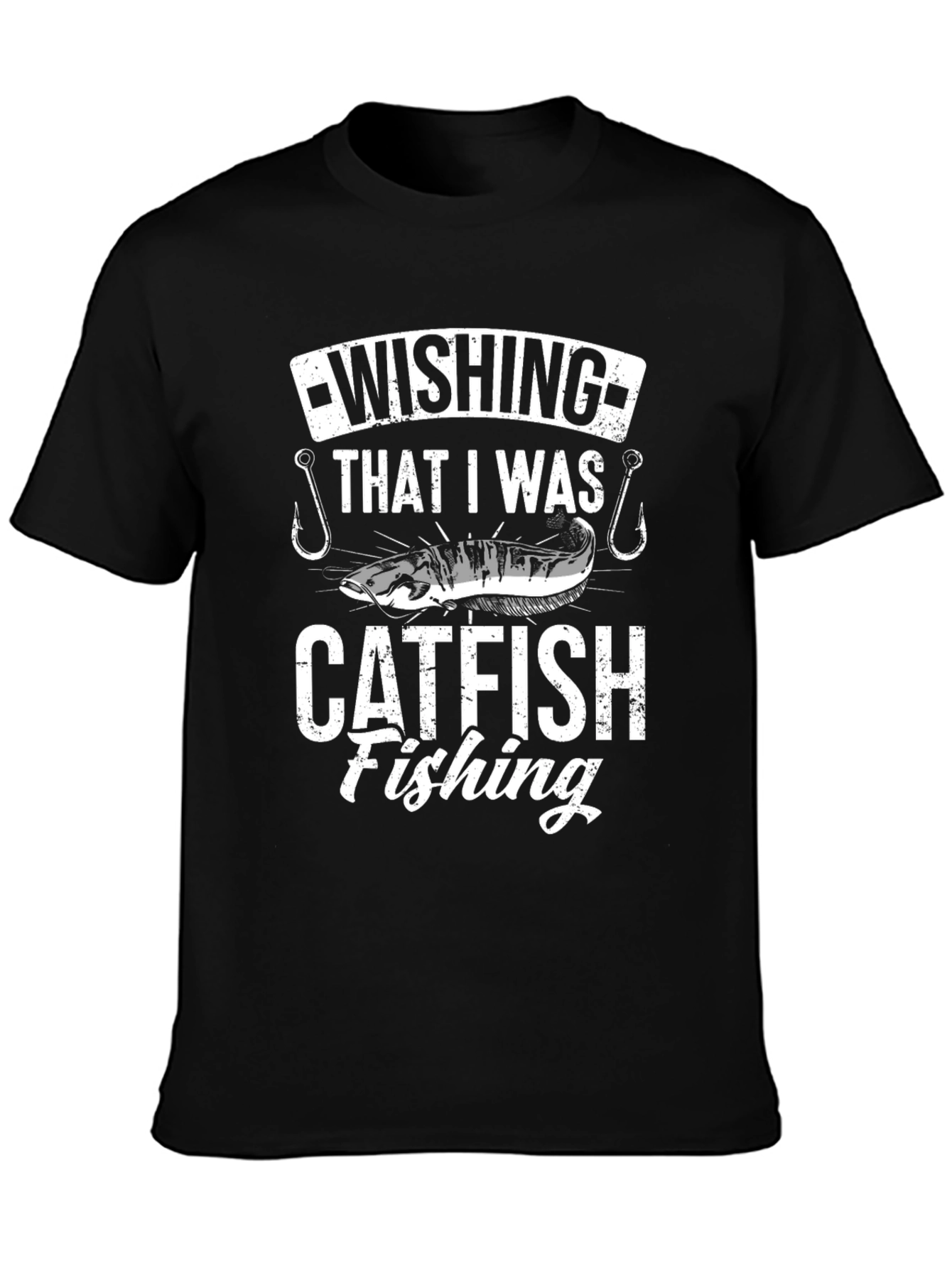Catfish Fishing T-Shirt - Black Graphic Tee