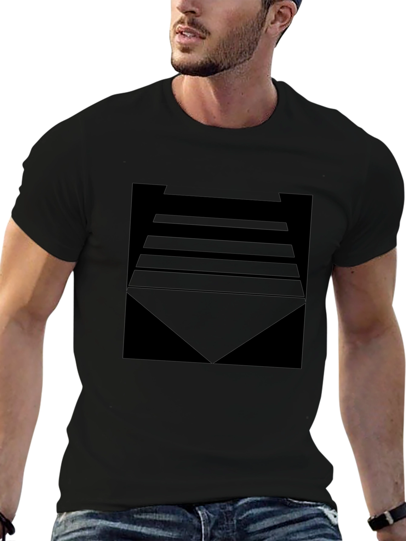 Abstract Geometric Black T-Shirt