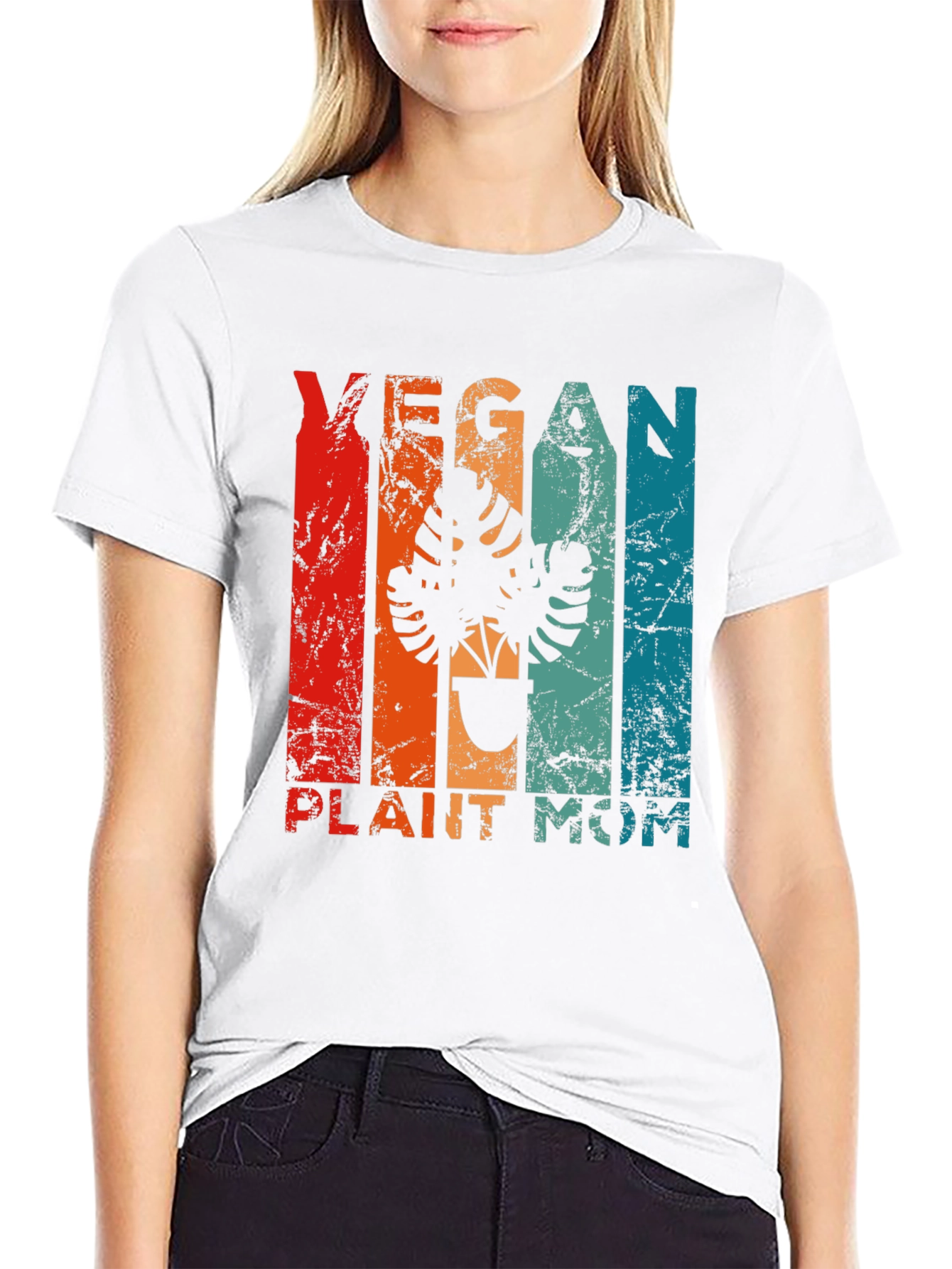 Vegan Plant Mom T-Shirt - Retro Design