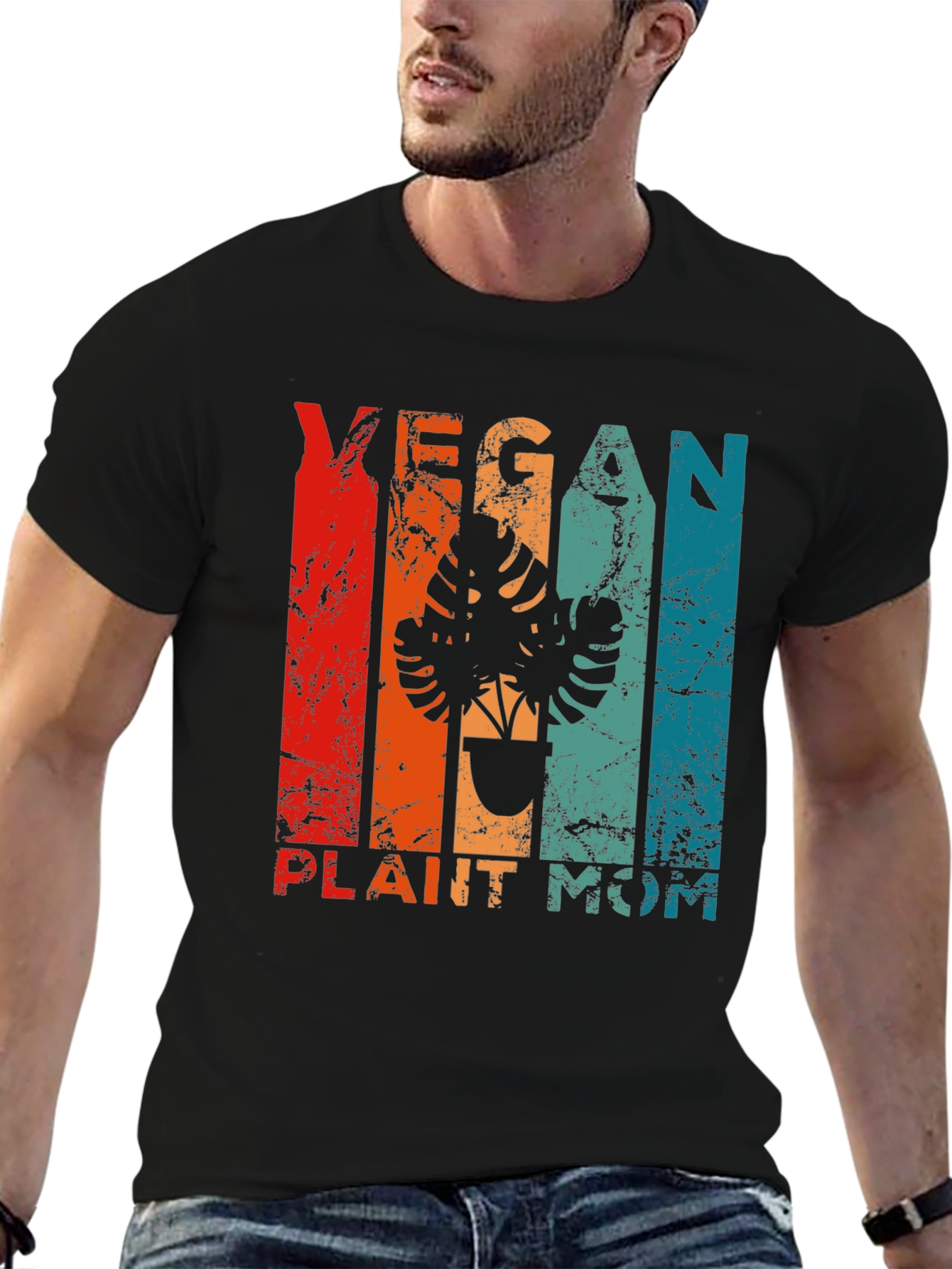 Vegan Plant Mom T-Shirt - Retro Design