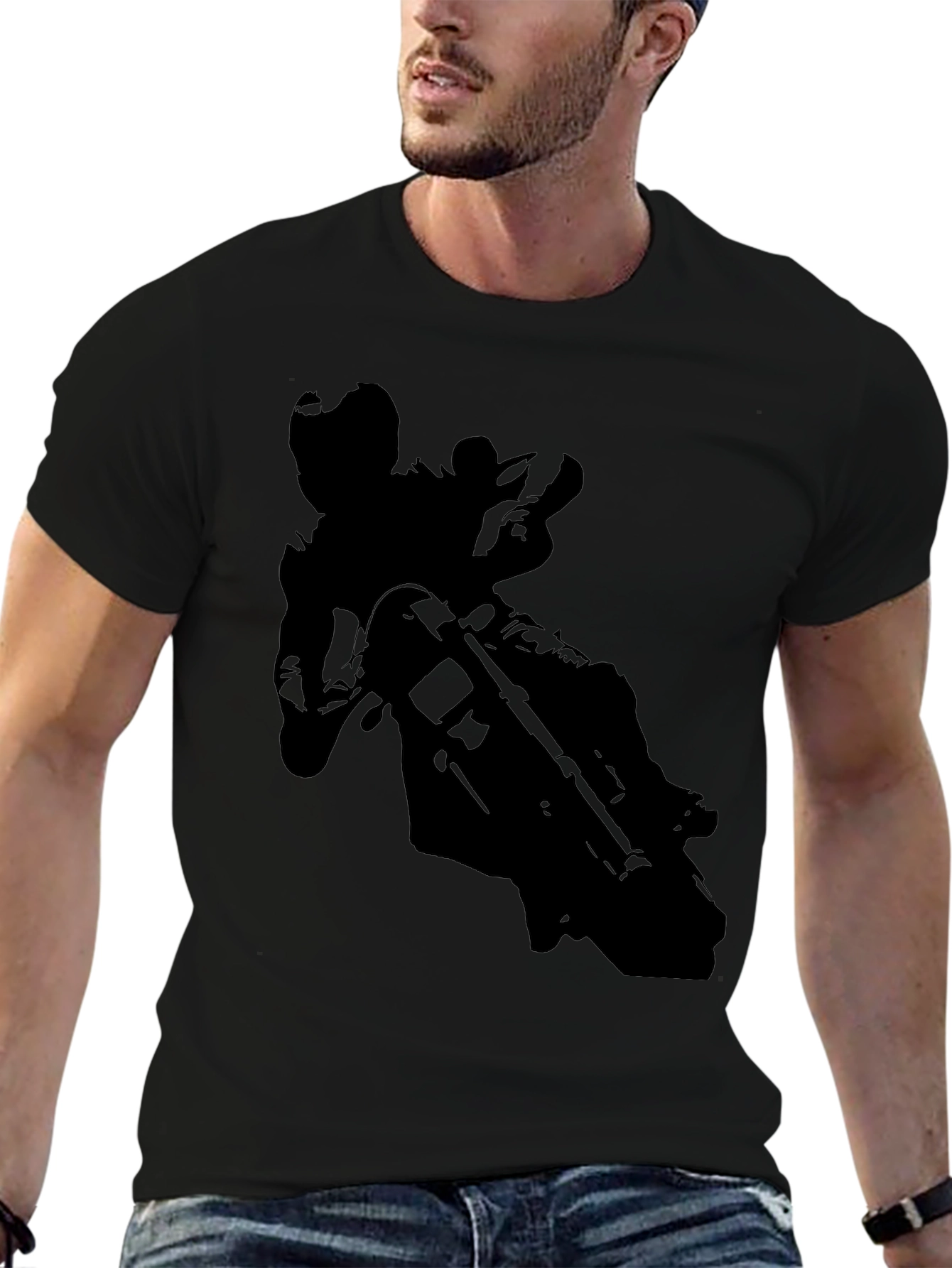 Motorcycle Rider Graphic Tee - Black